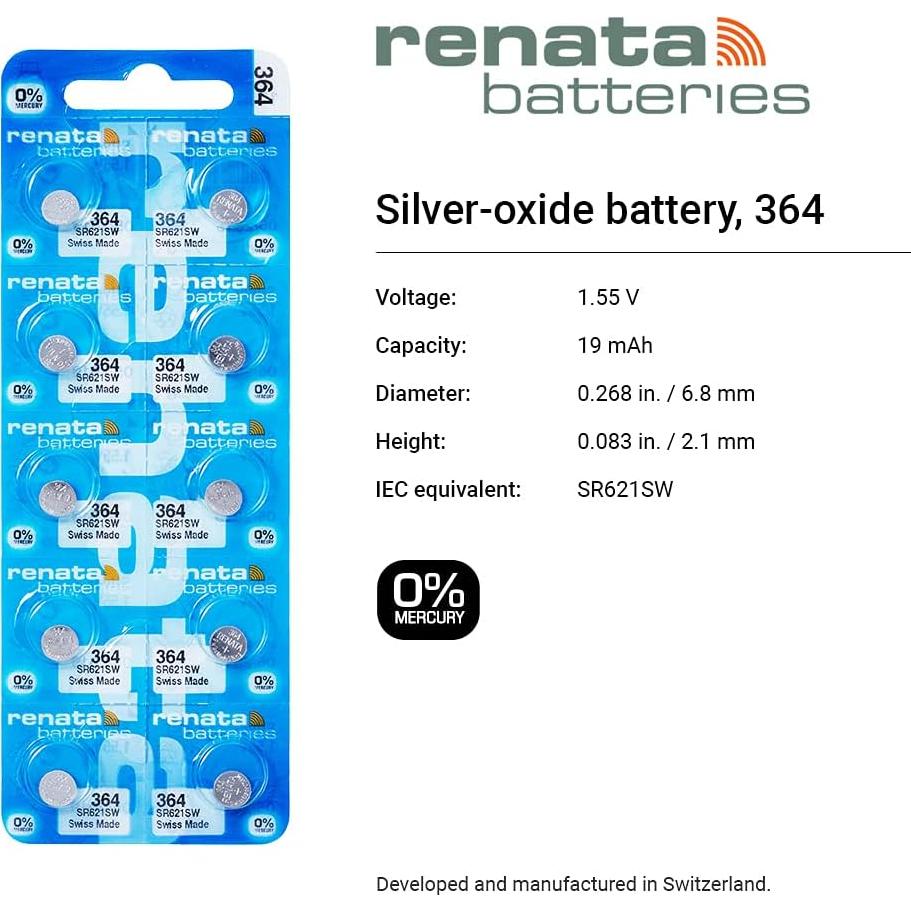 Renata 364 Watch Battery 364 (Sr621Sw)