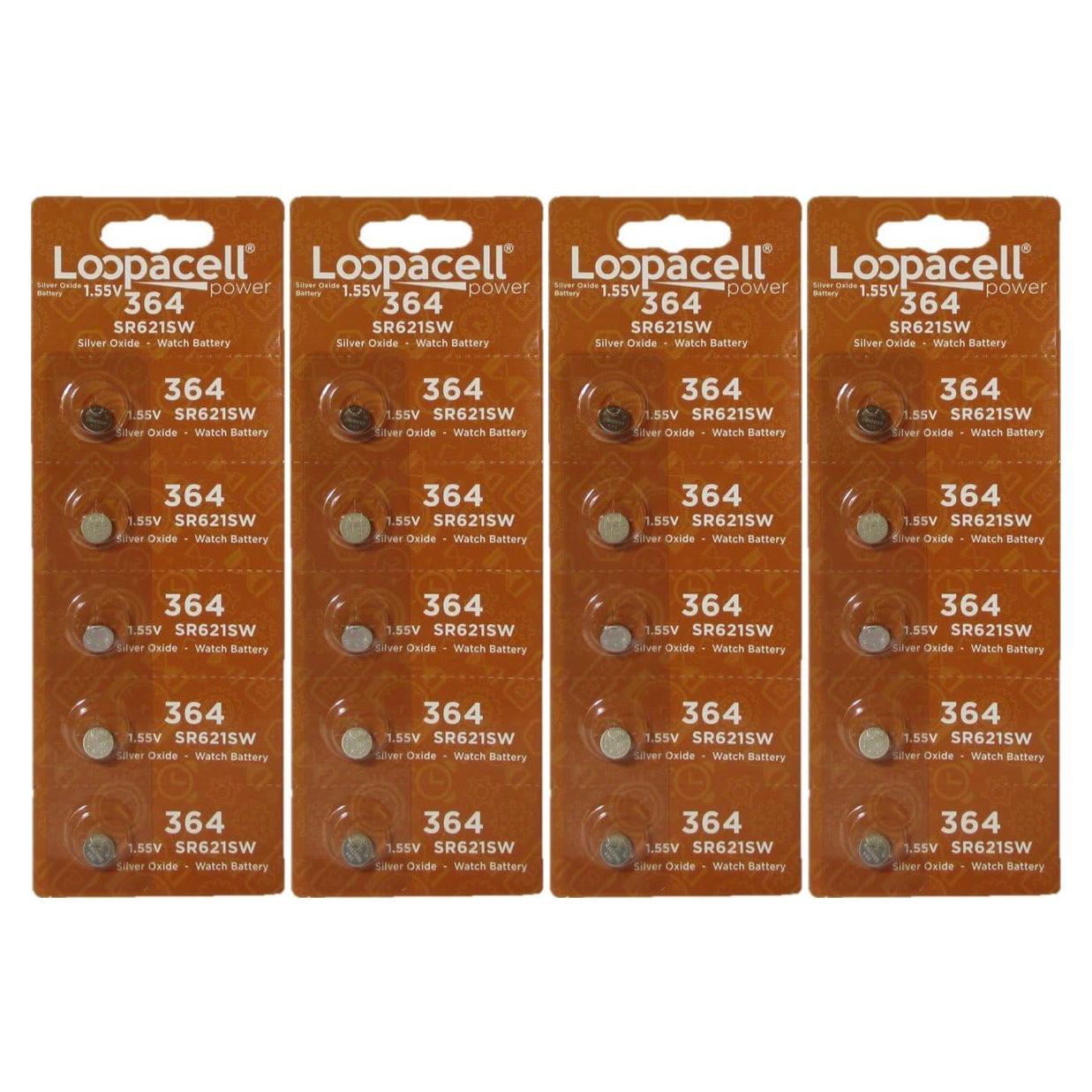 Baterías de botón Loopacell 364 SR621SW - Paquete de 20