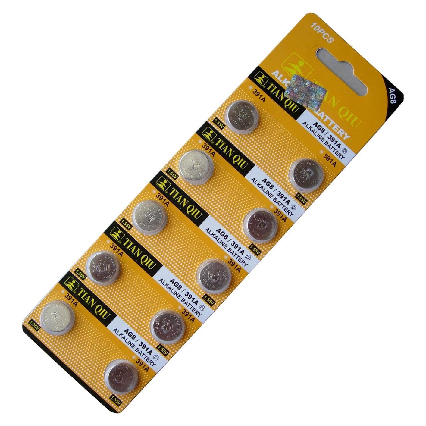 Baterías Alcalinas de Botón TIANQIU AG8 10 Piezas 1.5V