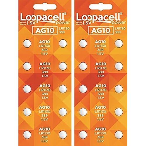 Baterías alcalinas Loopacell AG10 LR1130 SR1130SW 100 unidades