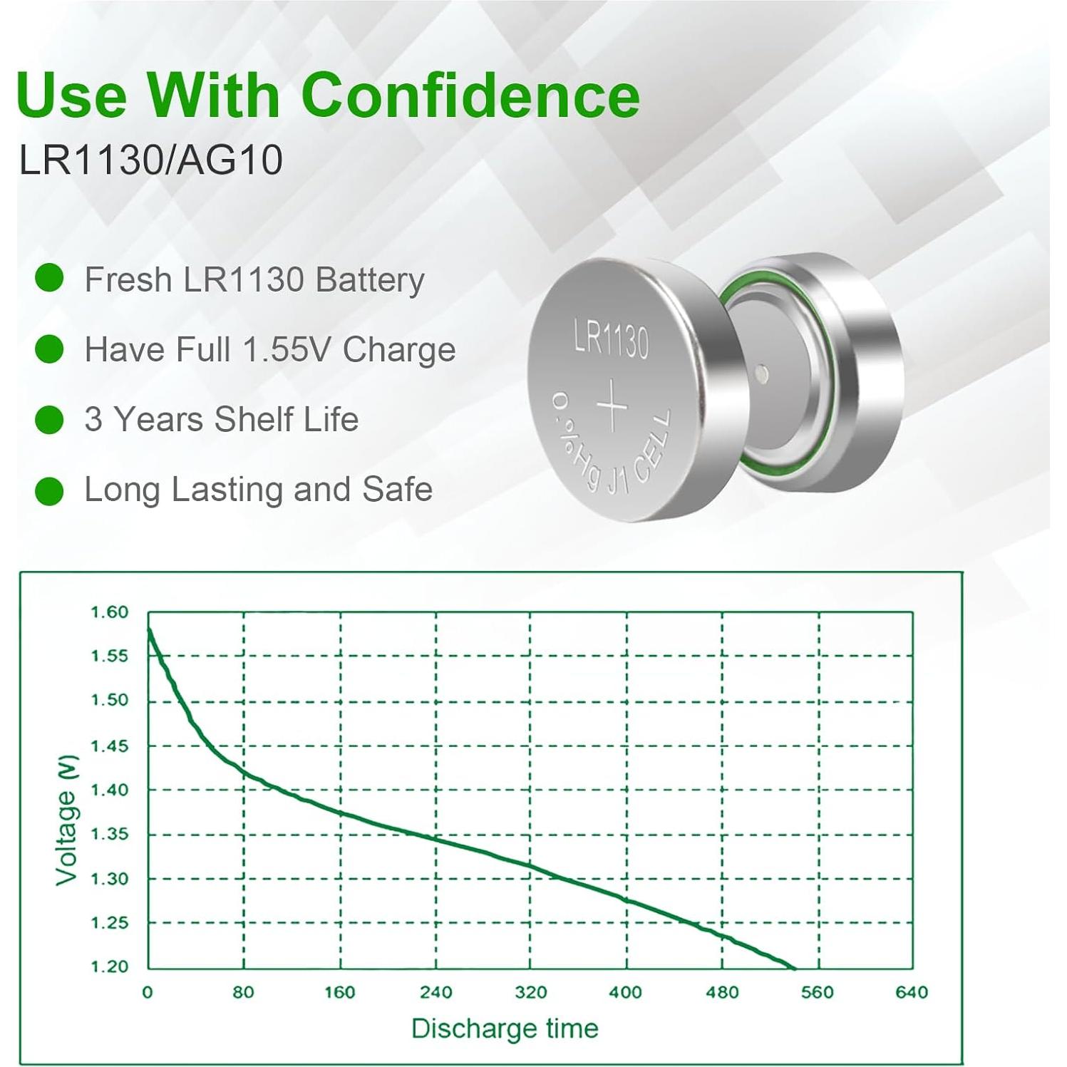 Baterías LR1130 Alcalinas de Larga Duración - Paquete de 25