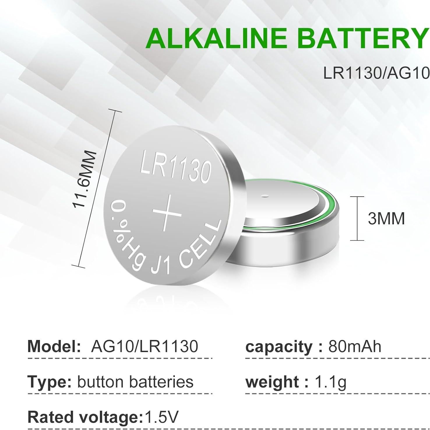 Baterías LR1130 Alcalinas de Larga Duración - Paquete de 25