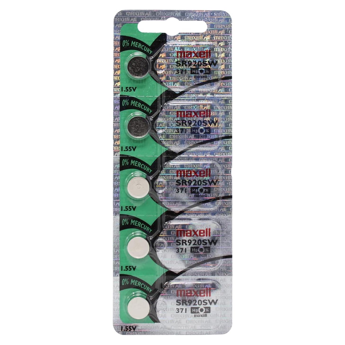 Baterías de Óxido de Plata Maxell SR920SW 371 - Paquete de 5