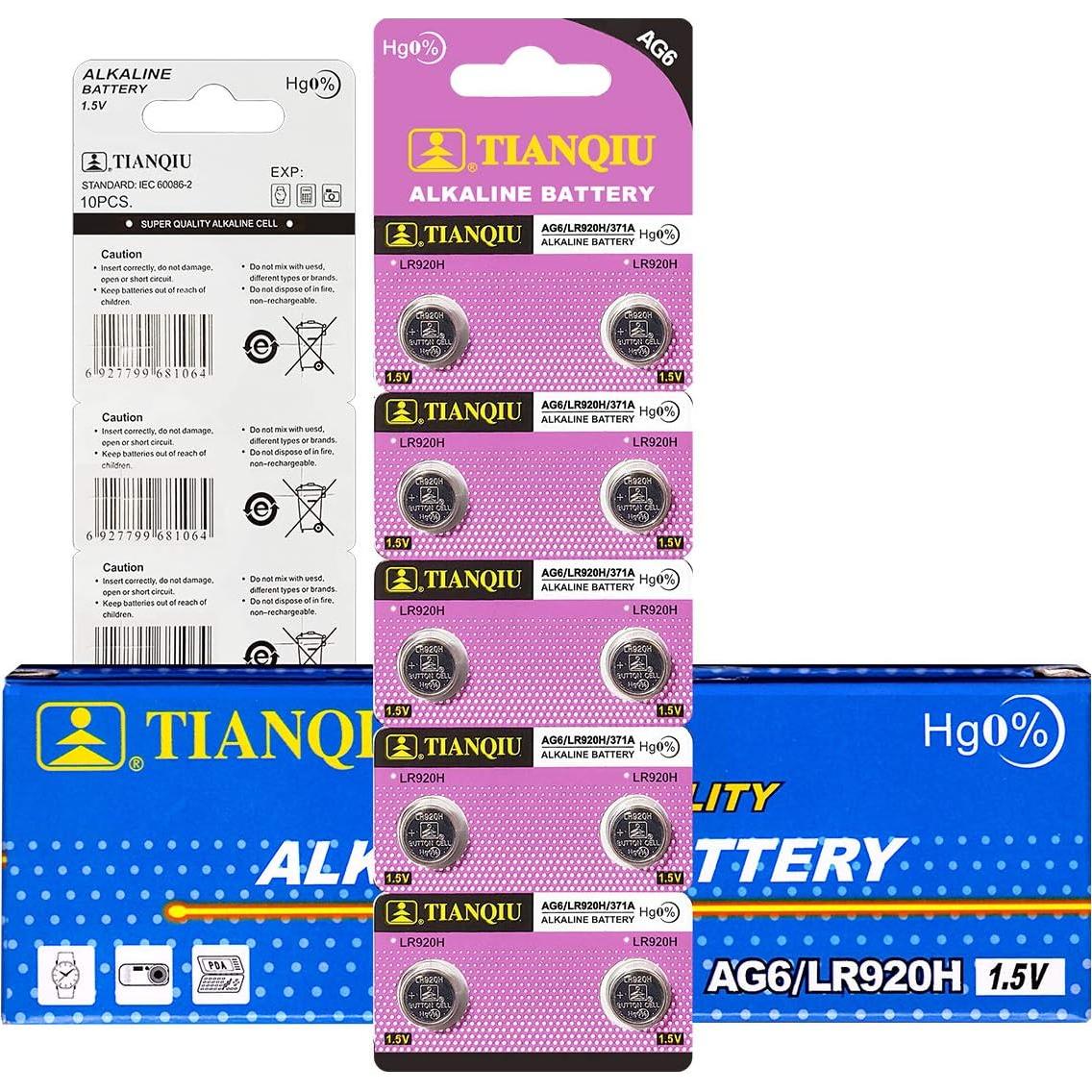 Batería Alcalina AG6 LR920 371 SR920SW 10PCS Tianqiu