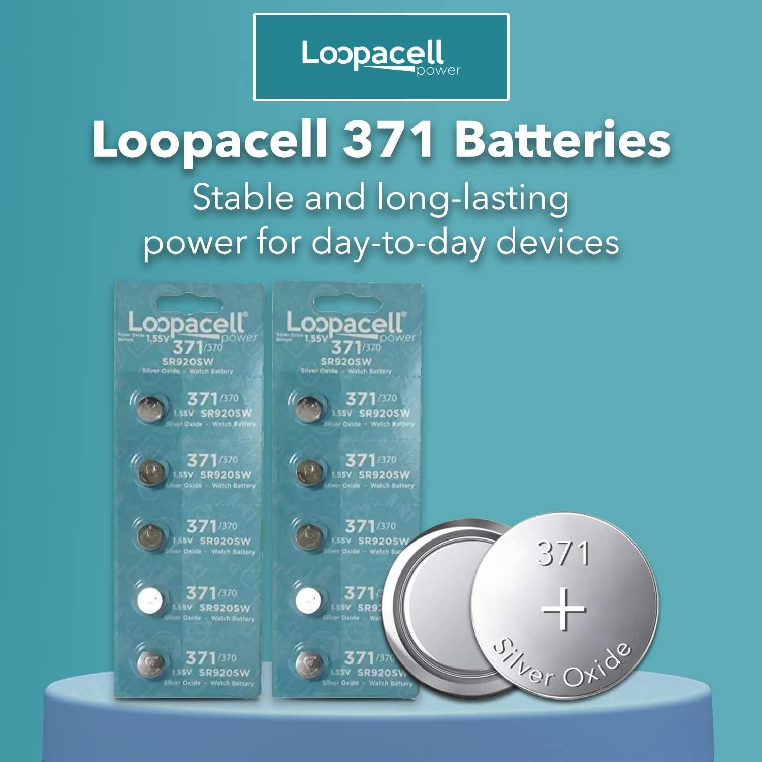 Baterías de Reloj Loopacell 371 Botón 1.55V Paquete de 2