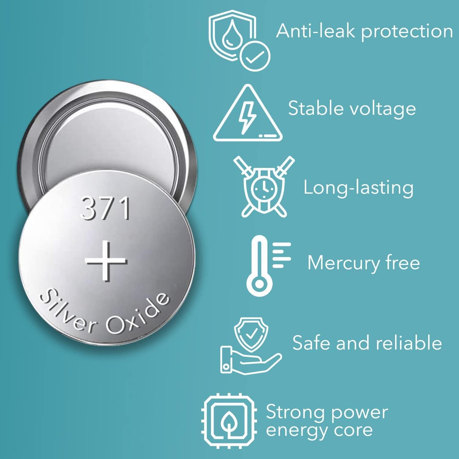 Baterías de Reloj Loopacell 371 Botón 1.55V Paquete de 2
