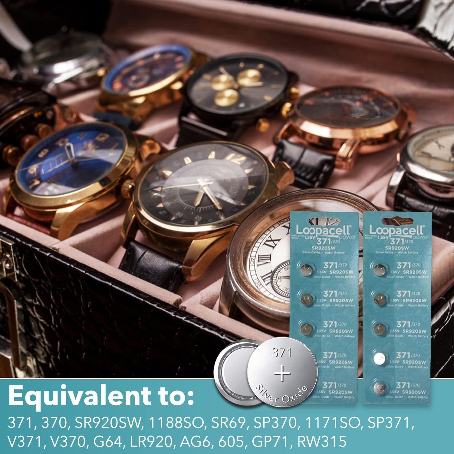 Baterías de Reloj Loopacell 371 Botón 1.55V Paquete de 2