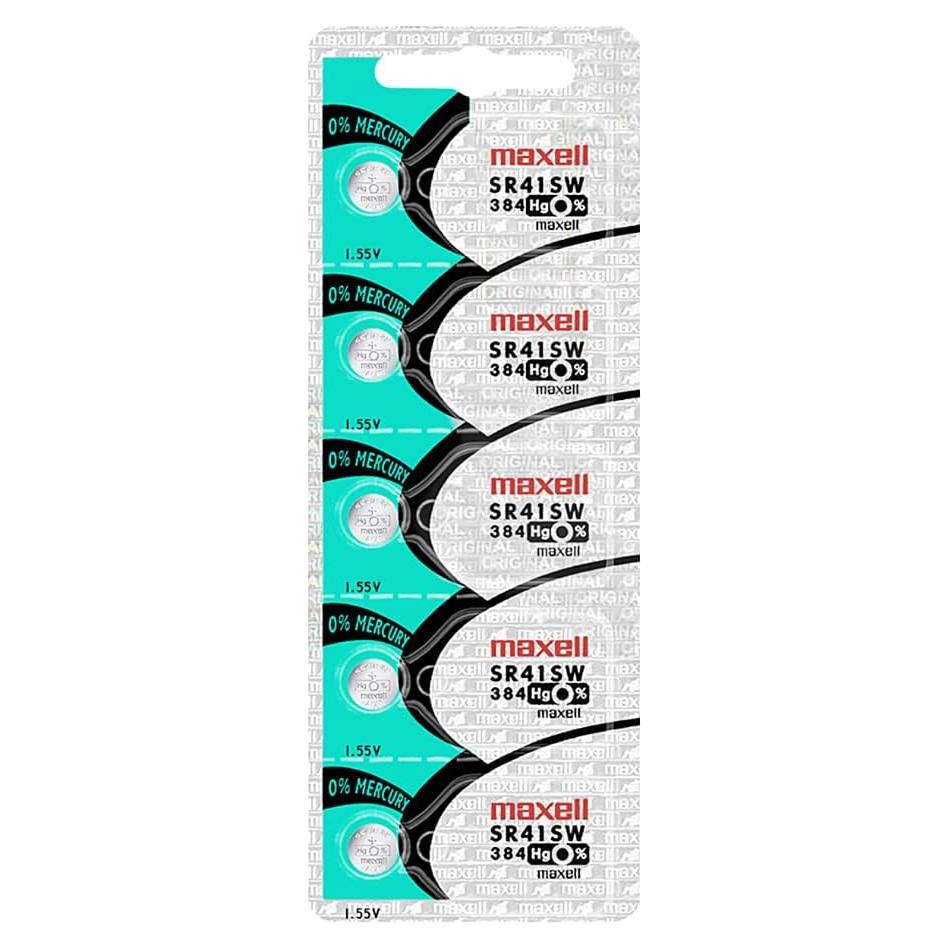 Baterías de botón Maxell SR41SW 384 - Paquete de 5 Unidades