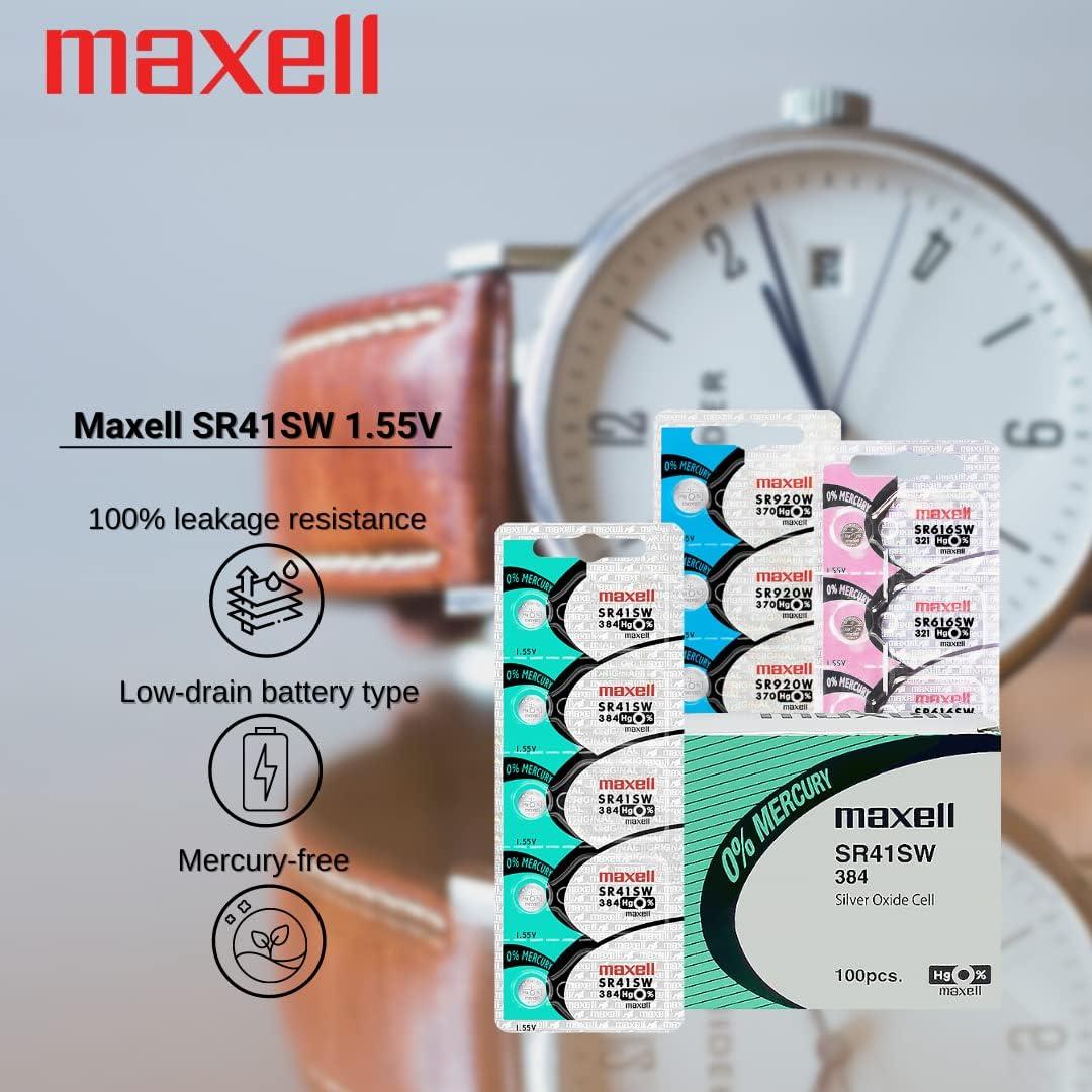 Baterías de botón Maxell SR41SW 384 - Paquete de 5 Unidades