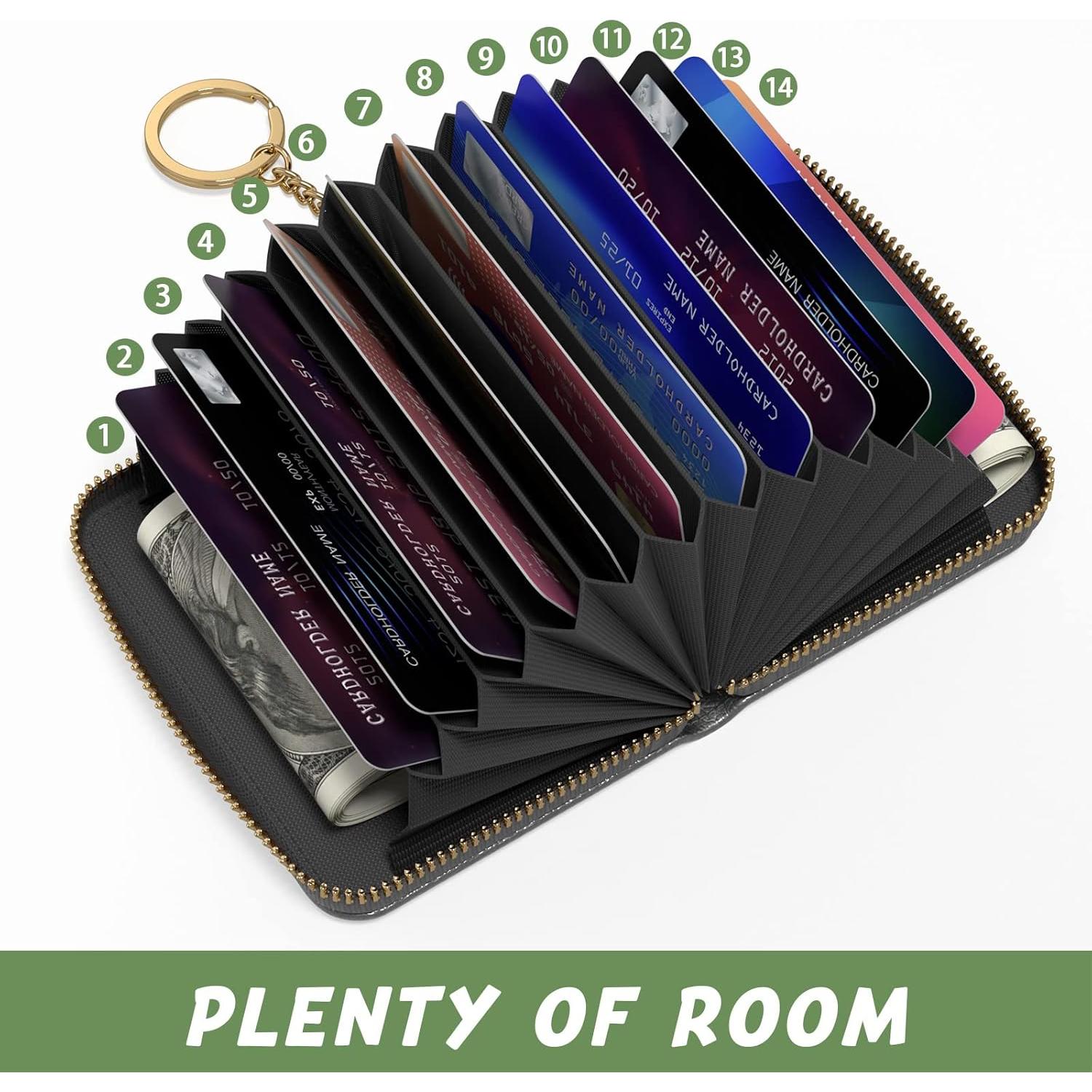 Tarjetero Aiawoxc Negro RFID Cuero Compacto 12 Ranuras