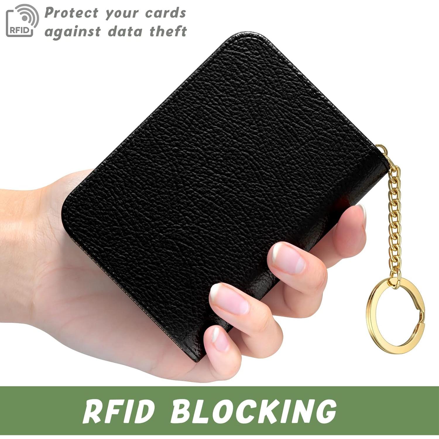 Tarjetero Aiawoxc Negro RFID Cuero Compacto 12 Ranuras