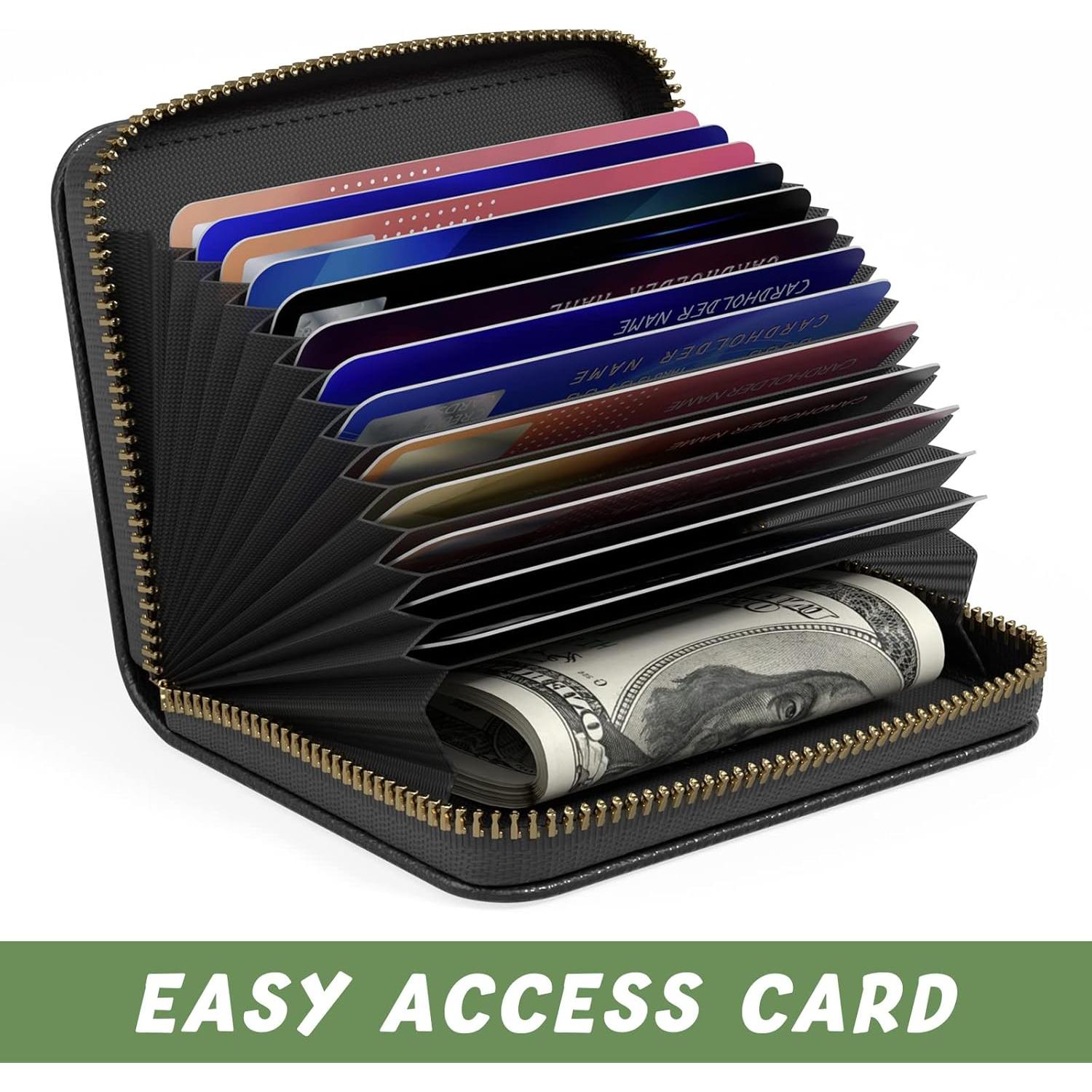 Tarjetero Aiawoxc Negro RFID Cuero Compacto 12 Ranuras