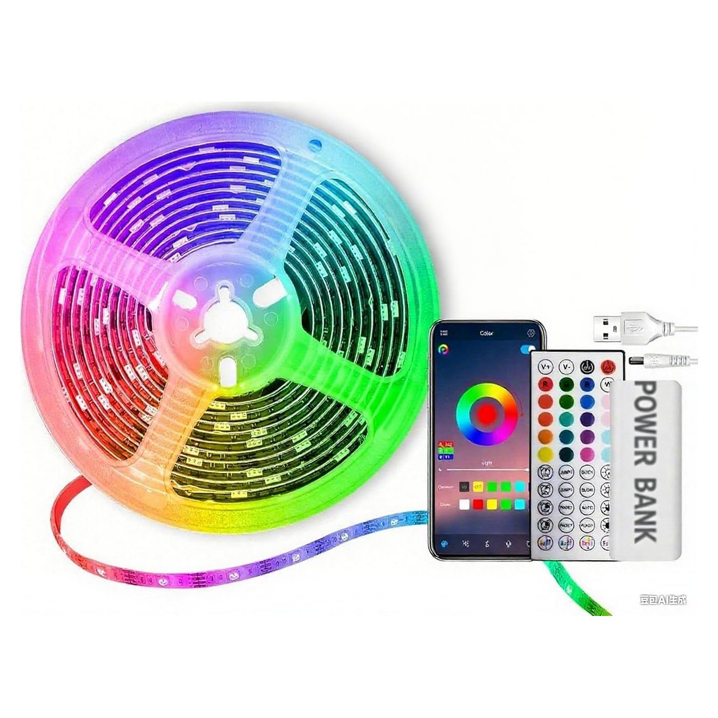 Luces de tira LED recargables RUISHINE 6.1m RGB con control APP