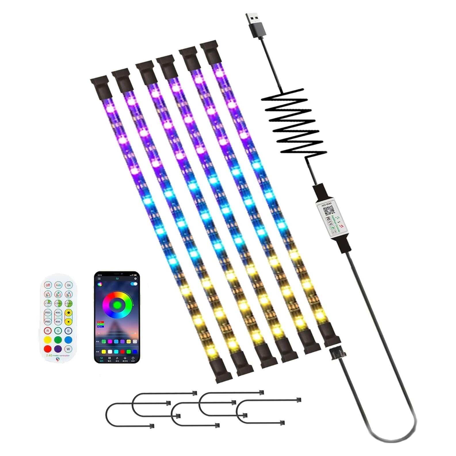 Tira de luces LED RGB WUYXPG 6 piezas 72 pulgadas regulable