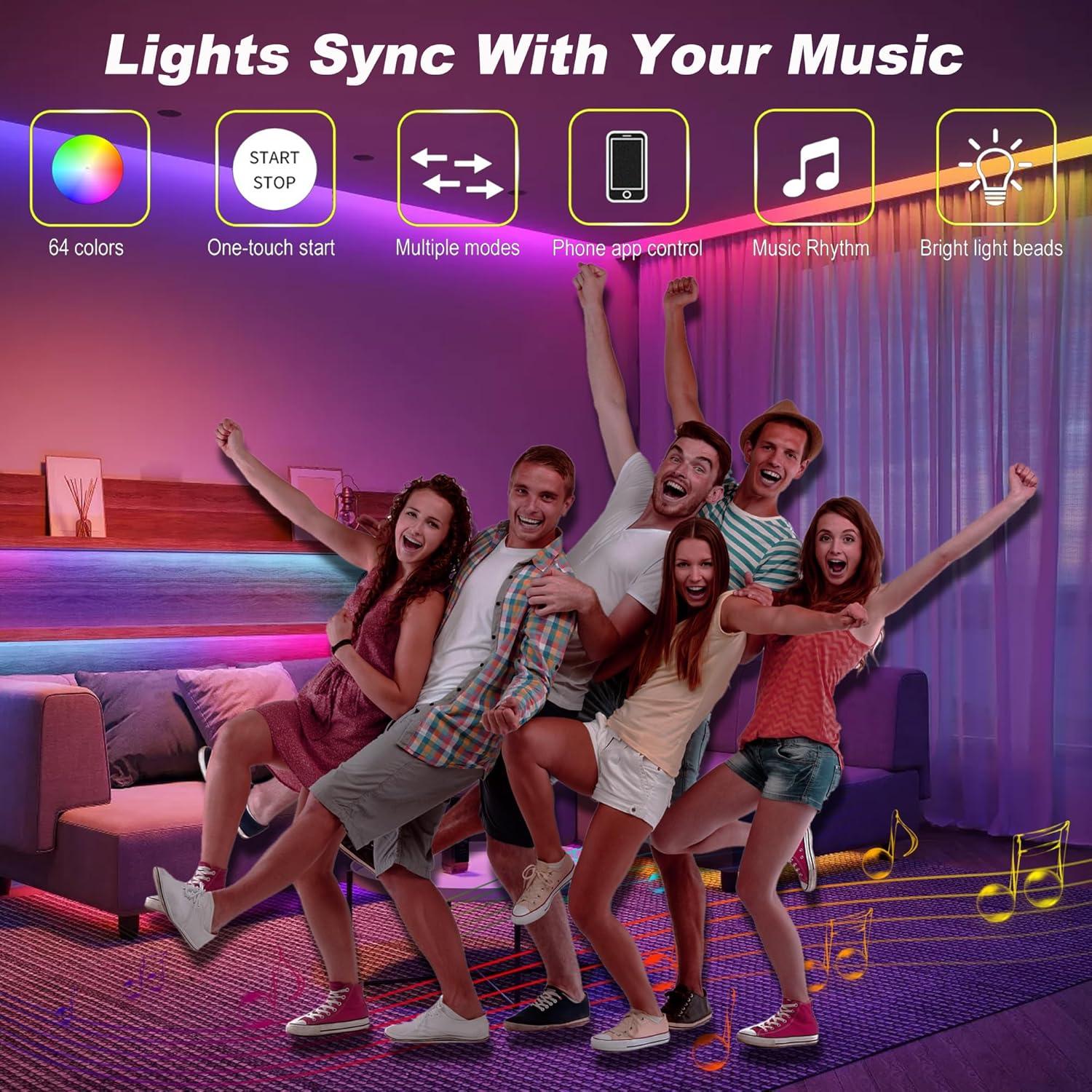 Tira de luces LED RGB WUYXPG 6 piezas 72 pulgadas regulable