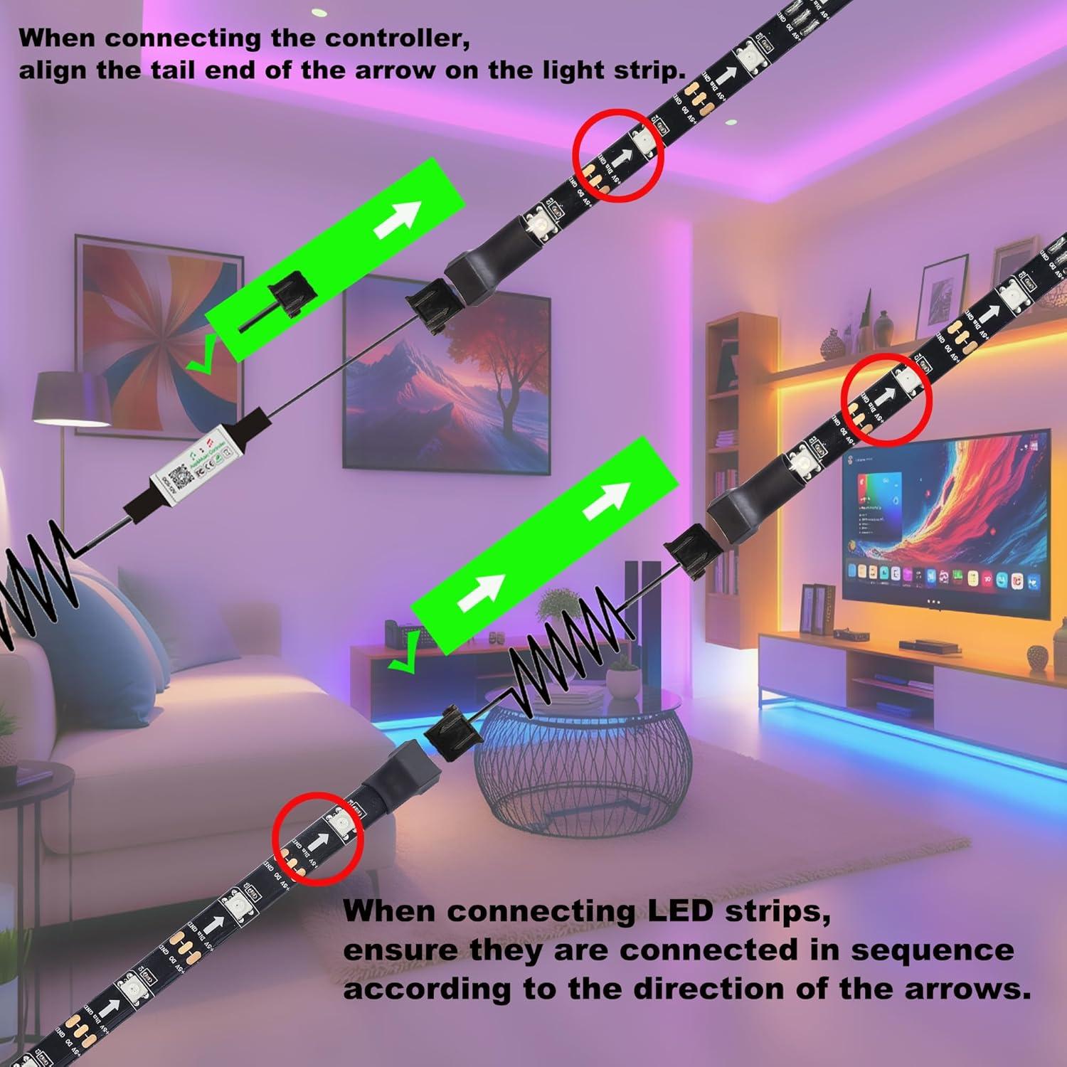 Tira de luces LED RGB WUYXPG 6 piezas 72 pulgadas regulable