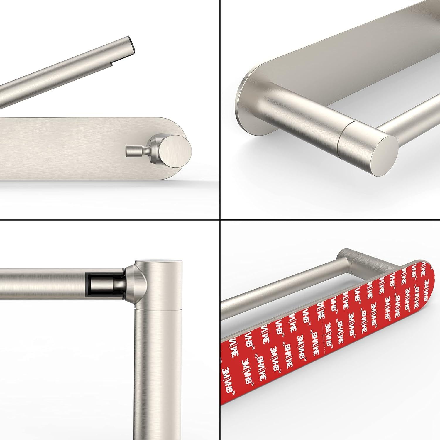 Soporte de Papel Higiénico Adhesivo WZRUA Acero Inoxidable Doble Poste