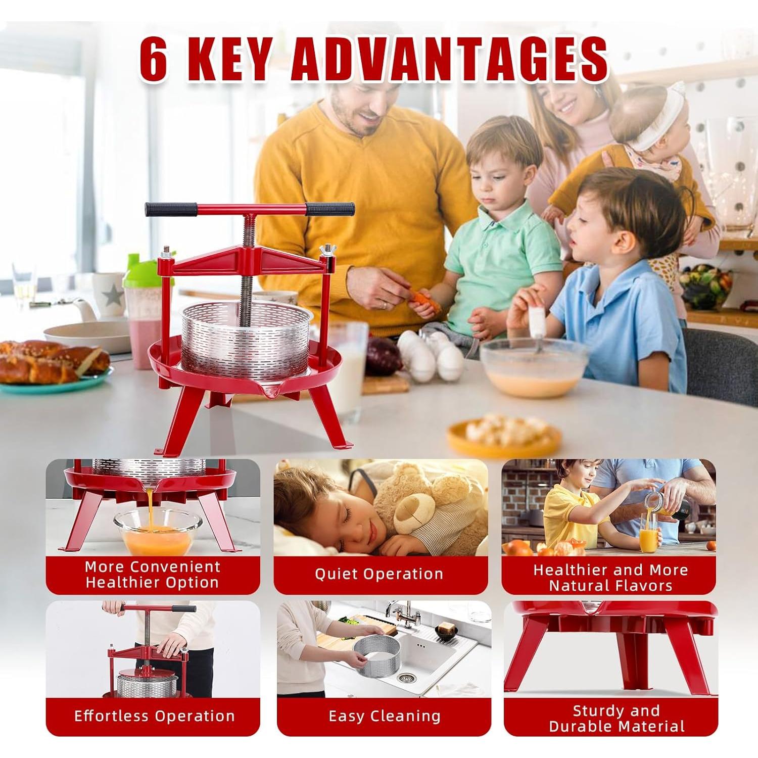 Prensa de Vino Takywep 14L Acero Inoxidable Mango en T