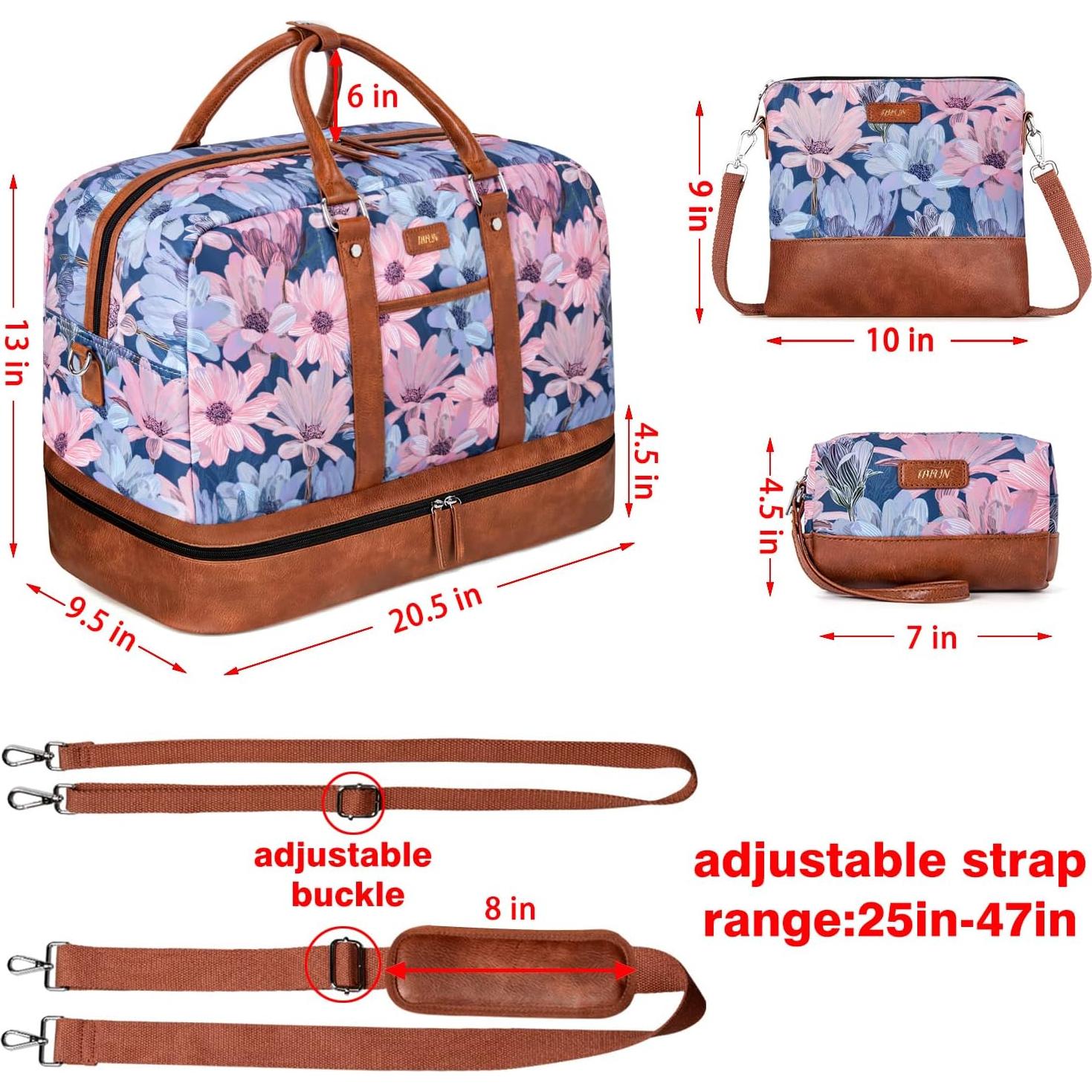 IBFUN Bolsa de Viaje Grande para Mujeres 3Pcs Set con Compartimento