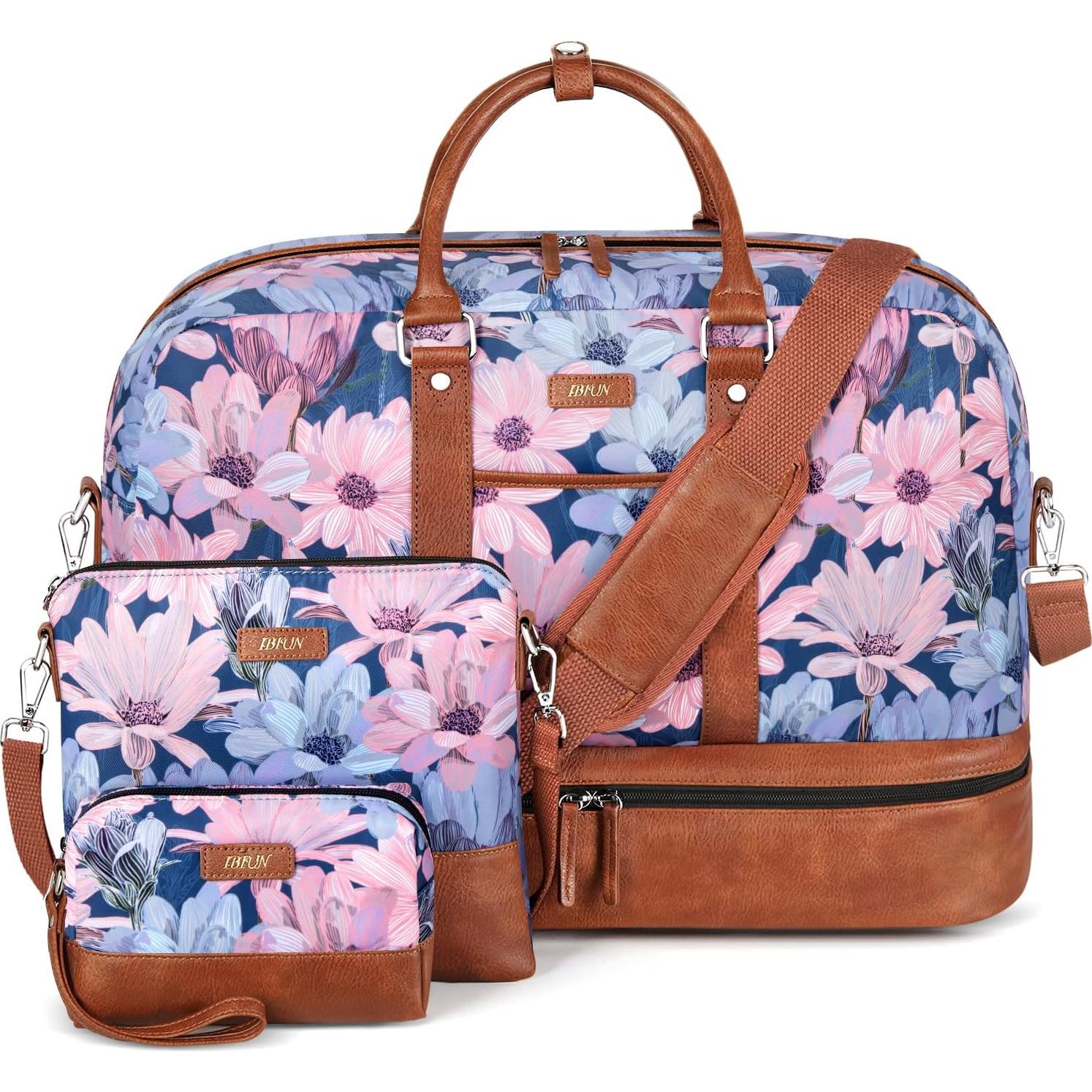 IBFUN Bolsa de Viaje Grande para Mujeres 3Pcs Set con Compartimento