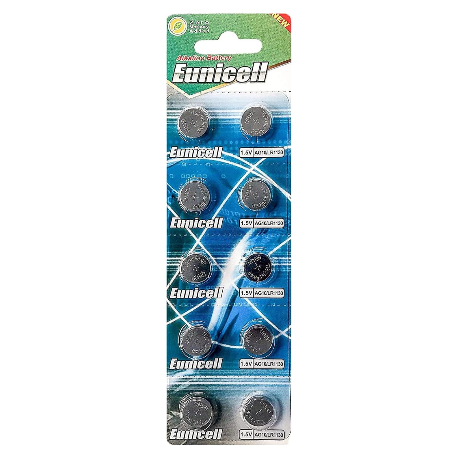 Paquete de 10 Baterías de Botón Eunicell AG10 LR1130