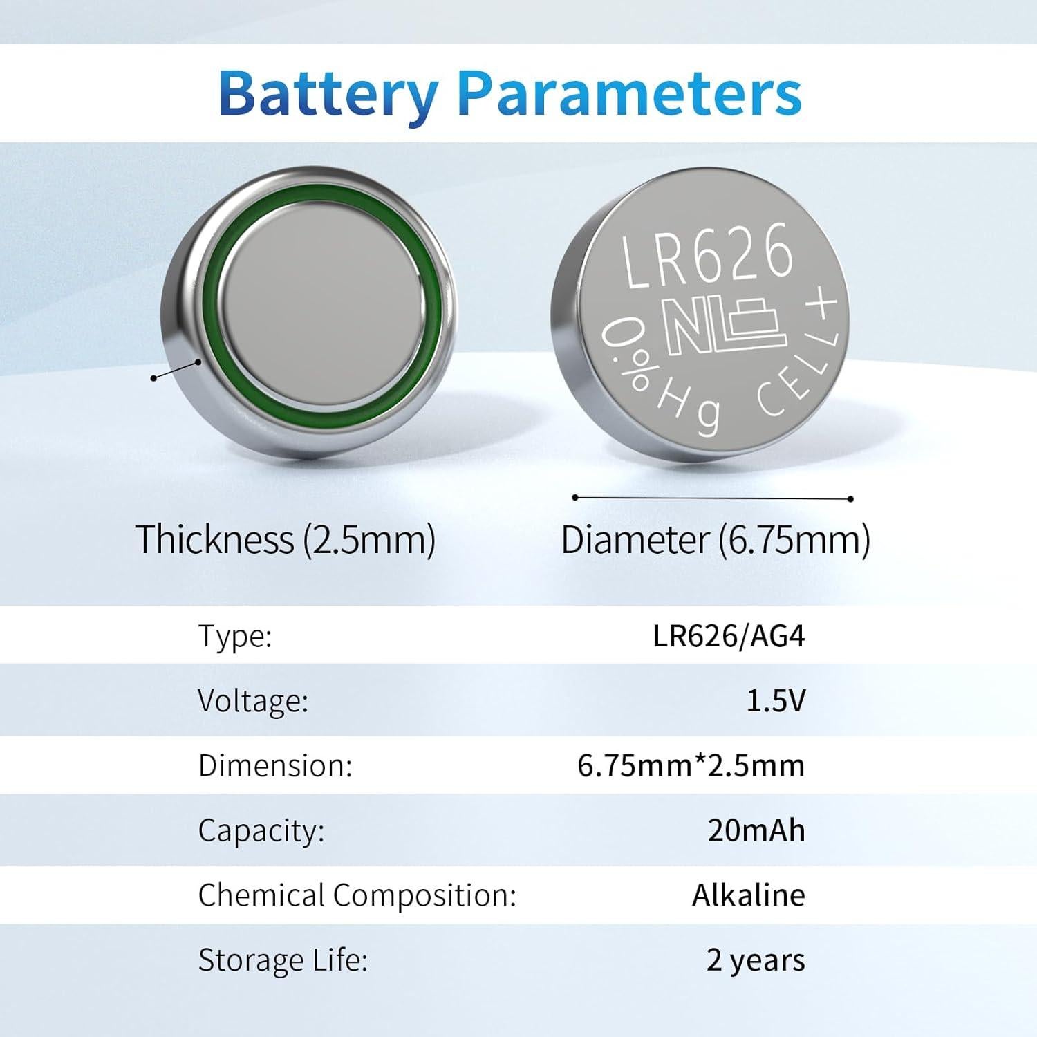 Baterías de Reloj AG4 Fuspower 1.5V Paquete de 10 Unidades