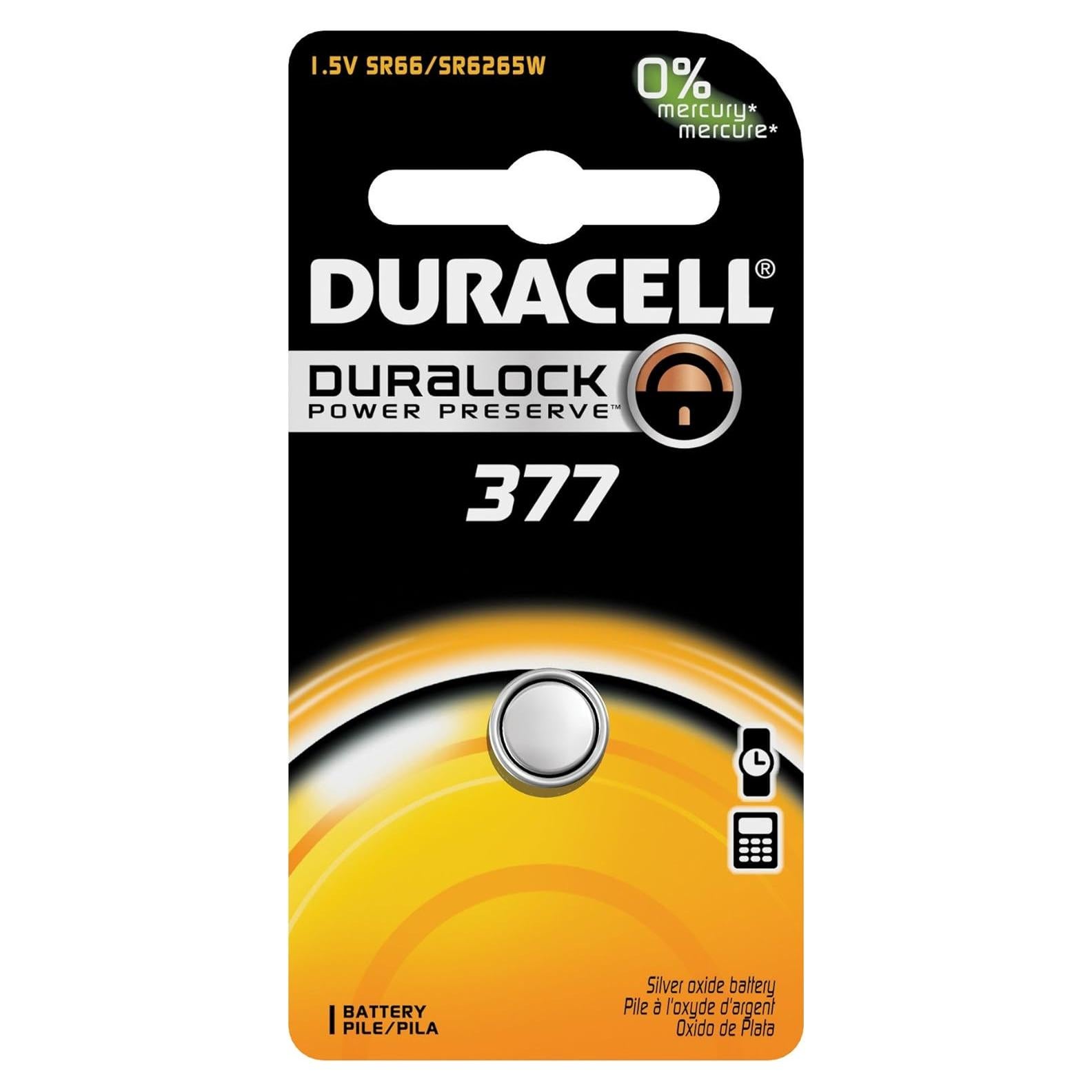 Batería de Reloj Duracell 377 - Paquete de 6 Unidades