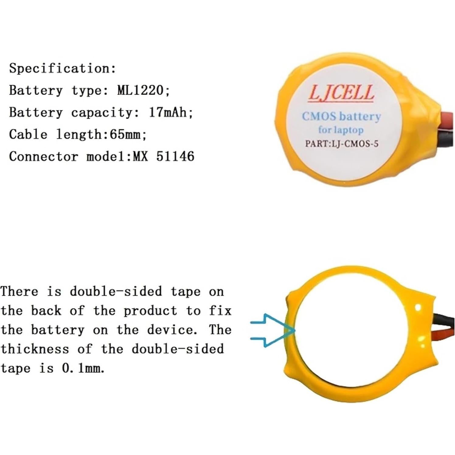 Batería CMOS LJCELL ML1220 para DELL XPS 13 15 - 2 Pack