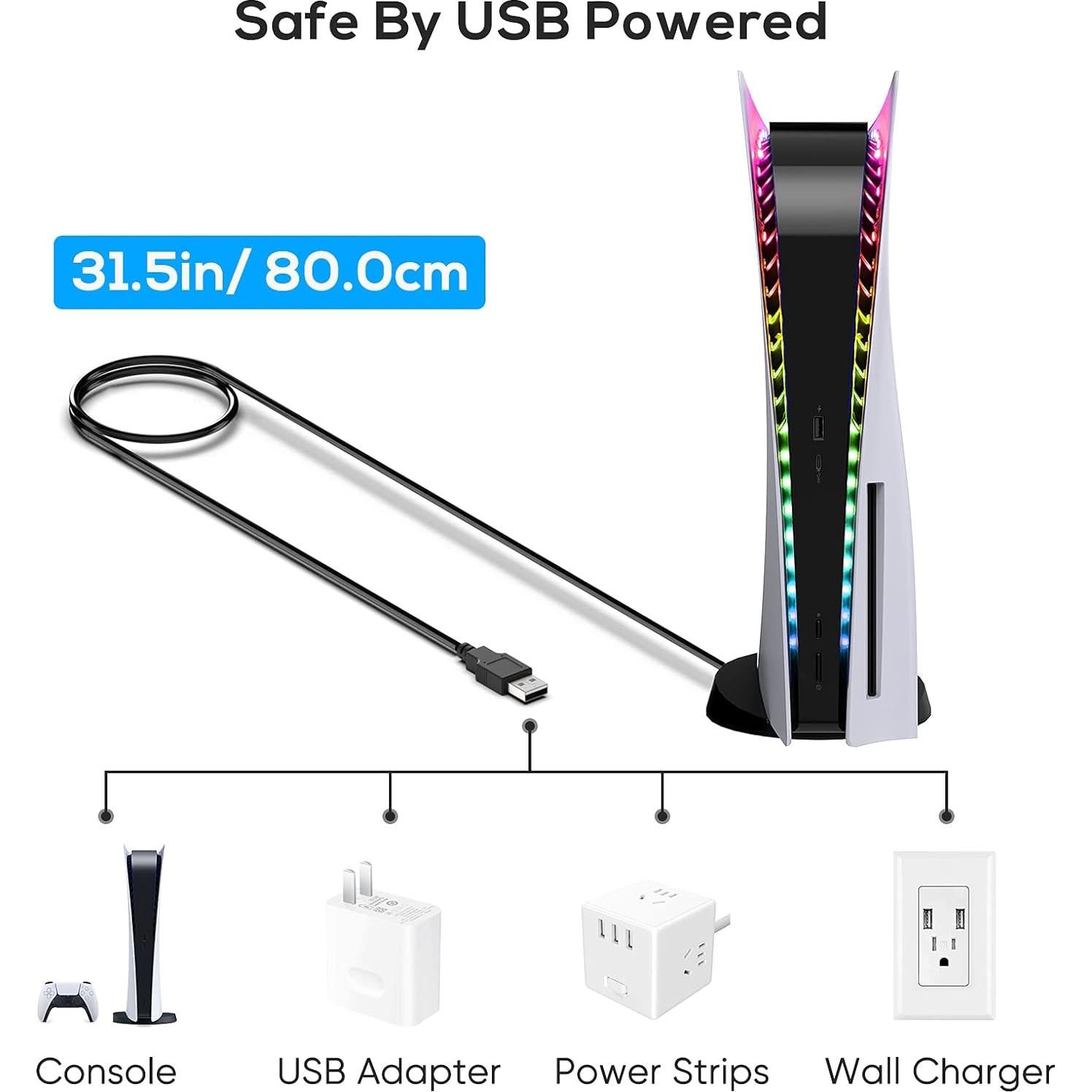 Tira de Luz LED RGB YUANHOT para PS5 Pro/Slim - 7 Colores