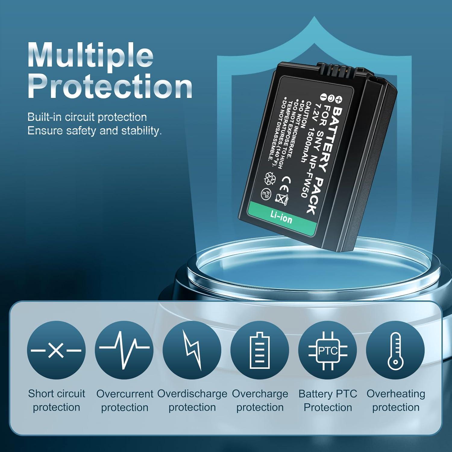 Baterías Recargables NP-FW50 7.2V 1500mAh 2 Piezas Sony