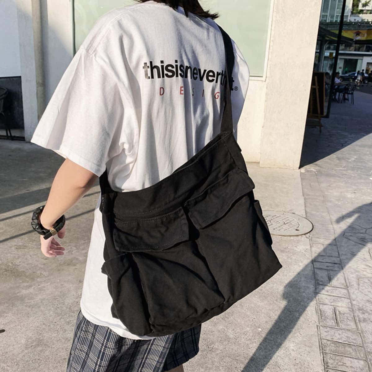 Bolsa Mensajera GAXOS Vintage Negra para Laptop 39.9 cm