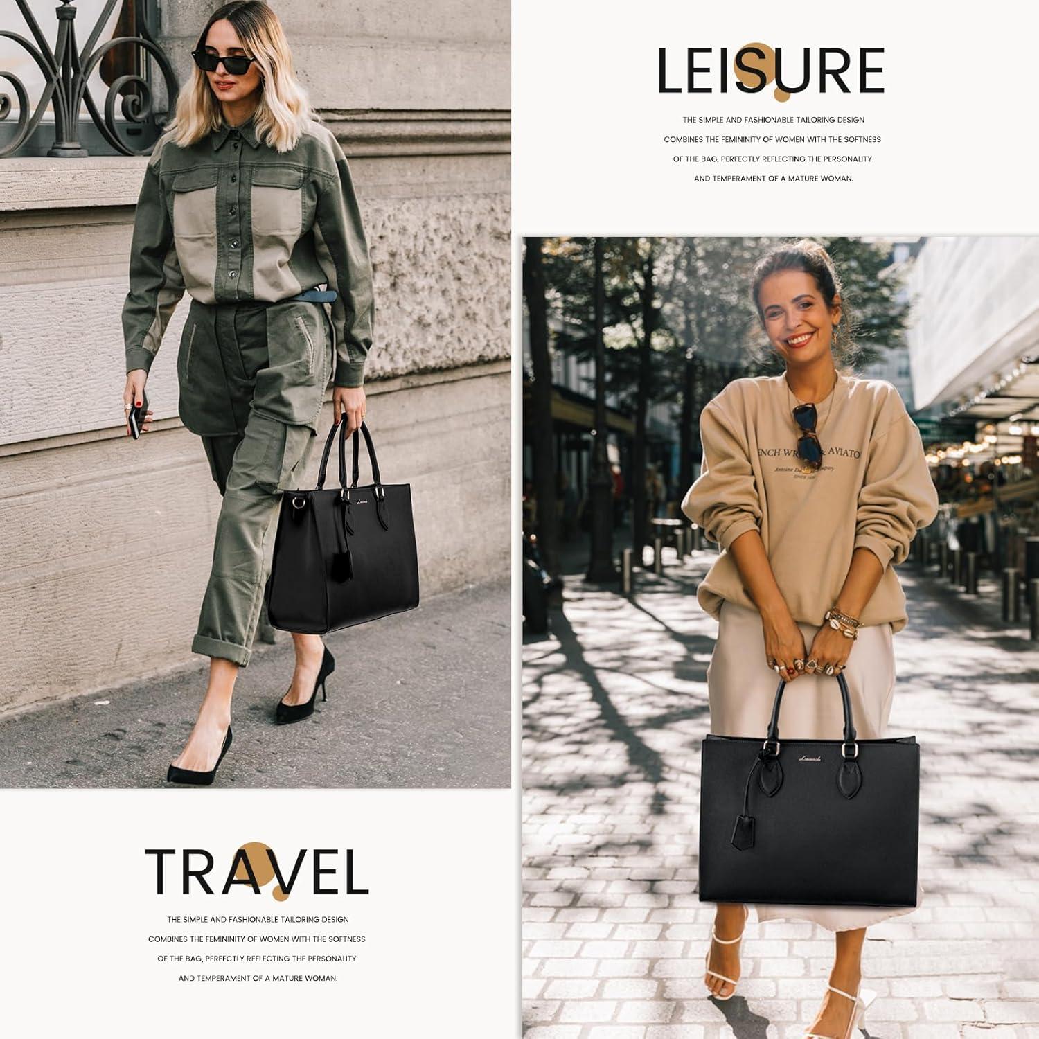 LOVEVOOK Bolsa de Mano para Laptop 15.6" Negra Mujer