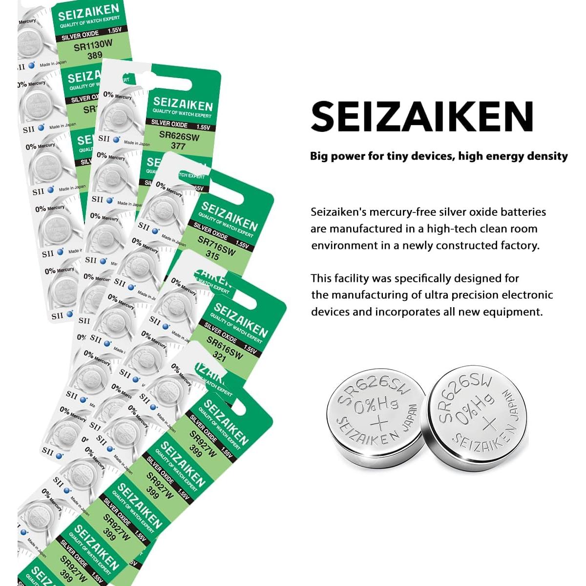 Batería de Reloj Seiko 386 SR43W Óxido de Plata 5 Unidades