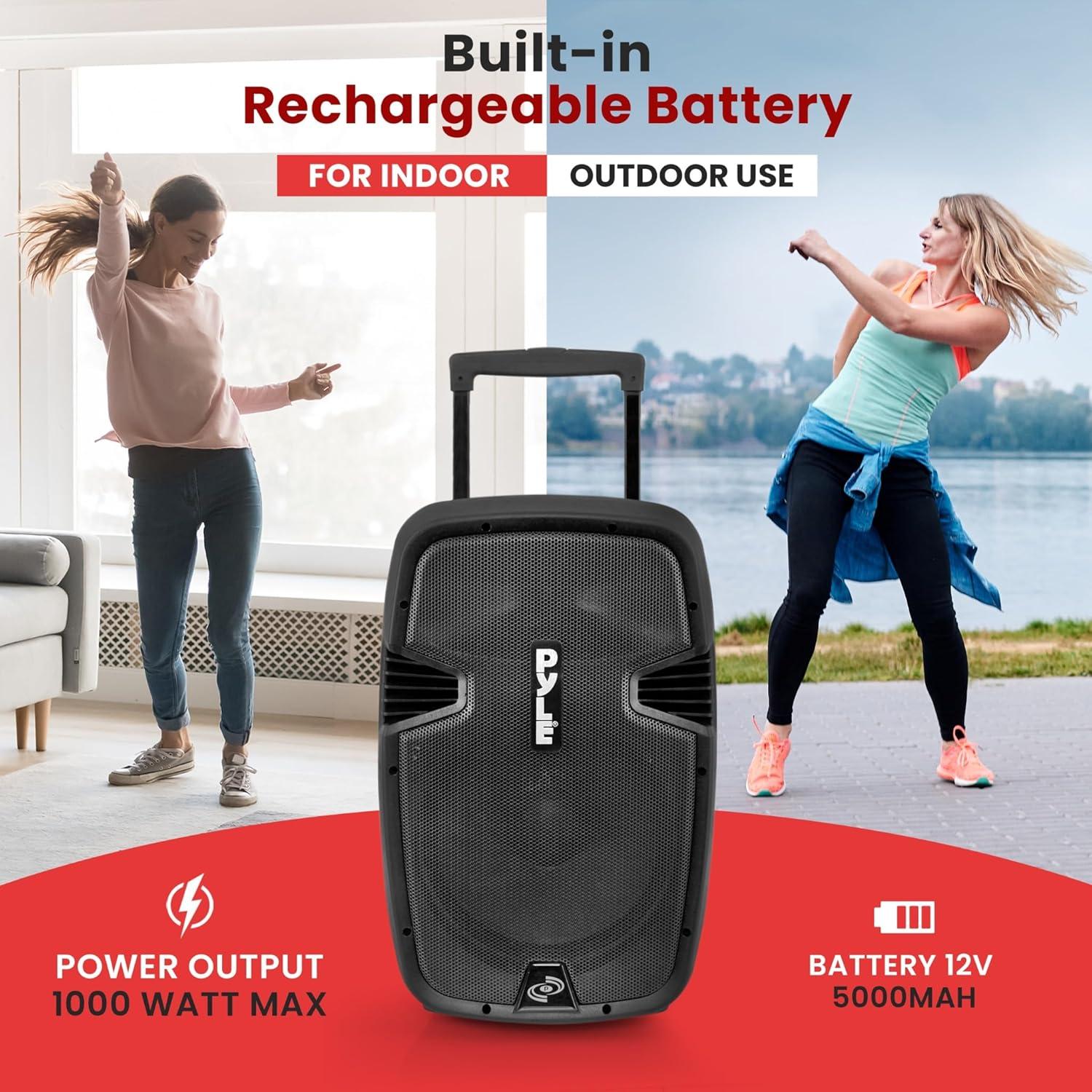 Altavoz PA Bluetooth Pyle PPHP1299WU.5 - 1000W, 12" Subwoofer