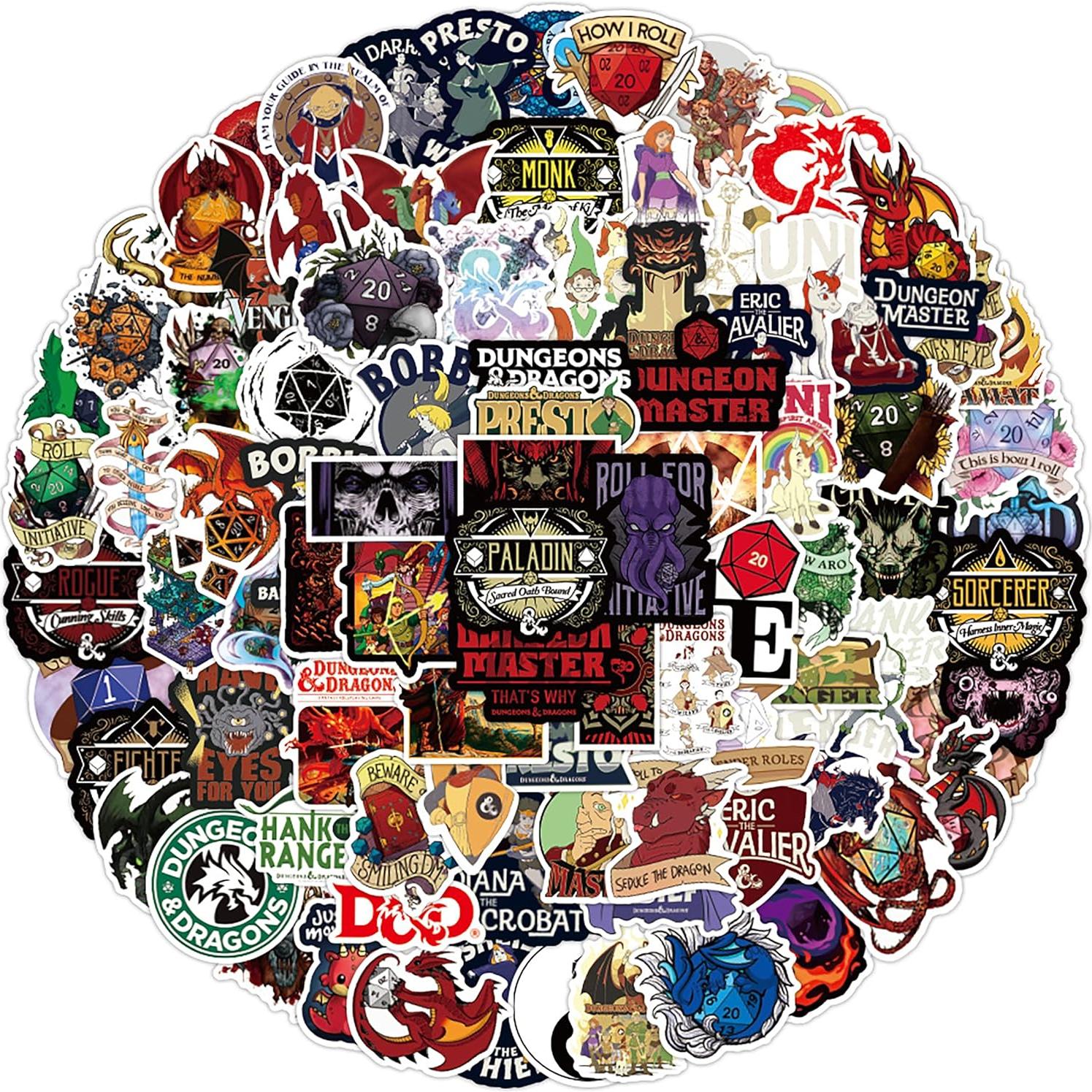 Pegatinas Dungeons y Dragones YOYEE - 100 Pcs Vinilo Impermeable