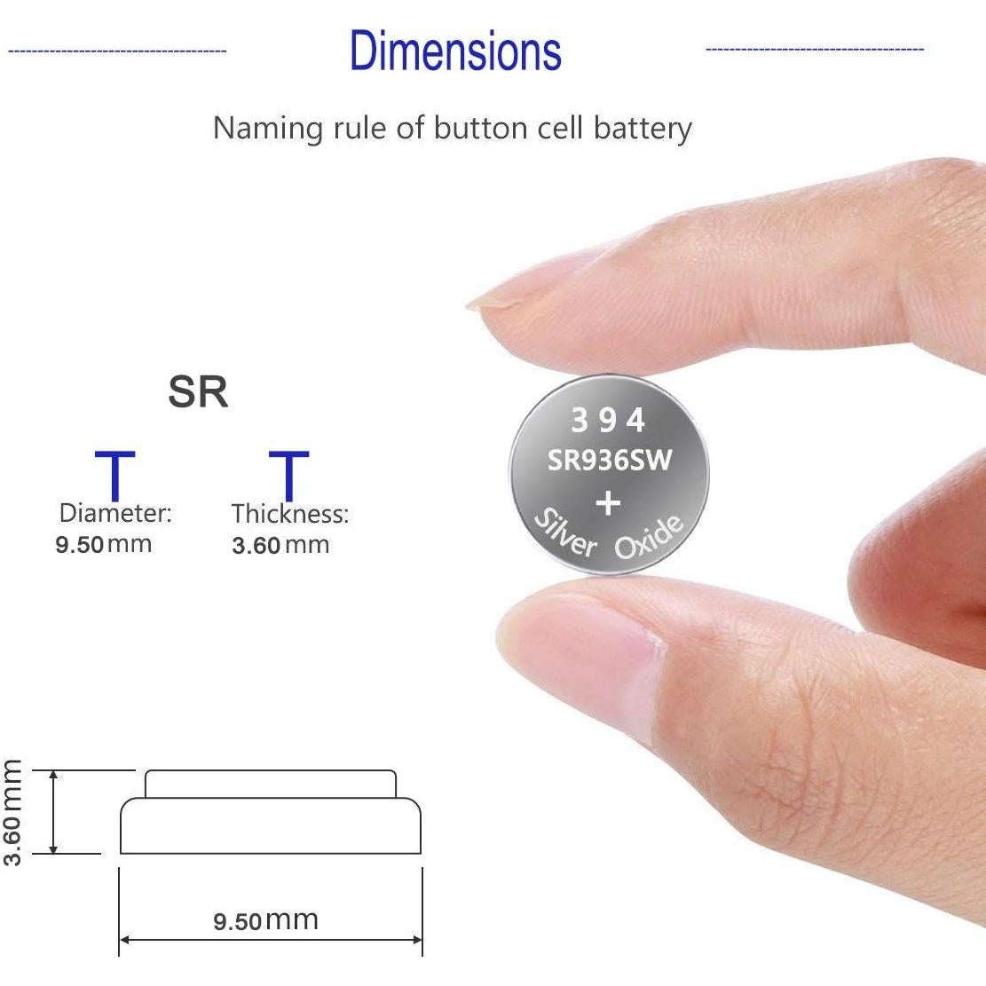 Batería de Reloj 394 SR936SW 1.55V Paquete de 10 Unidades