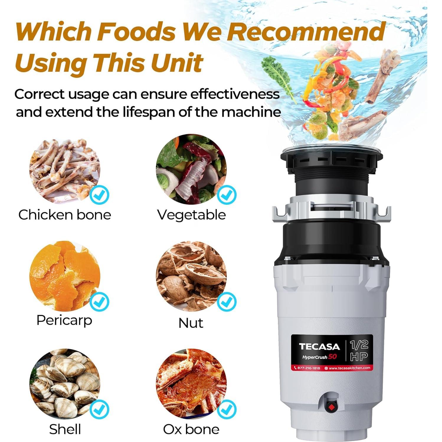 Triturador de Basura TECASA 0.5 HP Acero Inoxidable