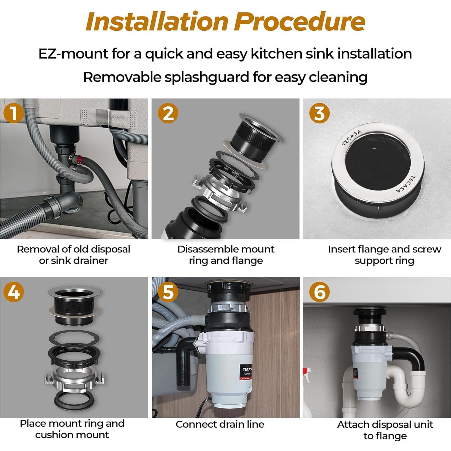 Triturador de Basura TECASA 0.5 HP Acero Inoxidable