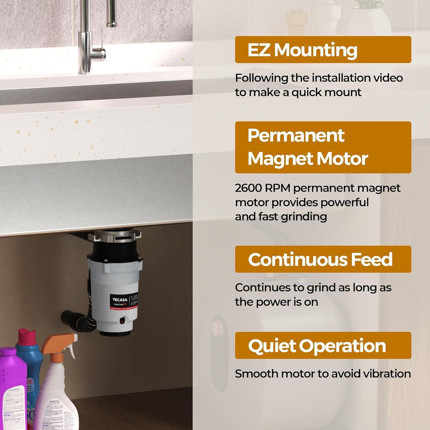 Triturador de Basura TECASA 0.5 HP Acero Inoxidable