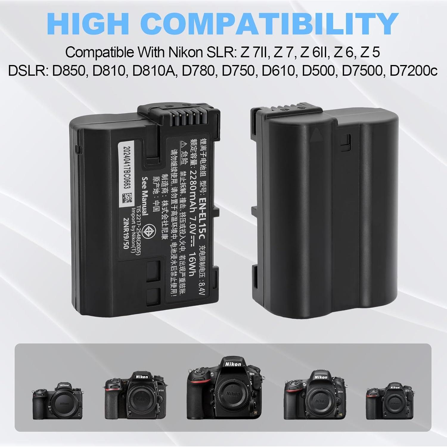 Batería EN-EL15C Nikon 2280mAh Compatible Z8 Z7 Z6 D7500