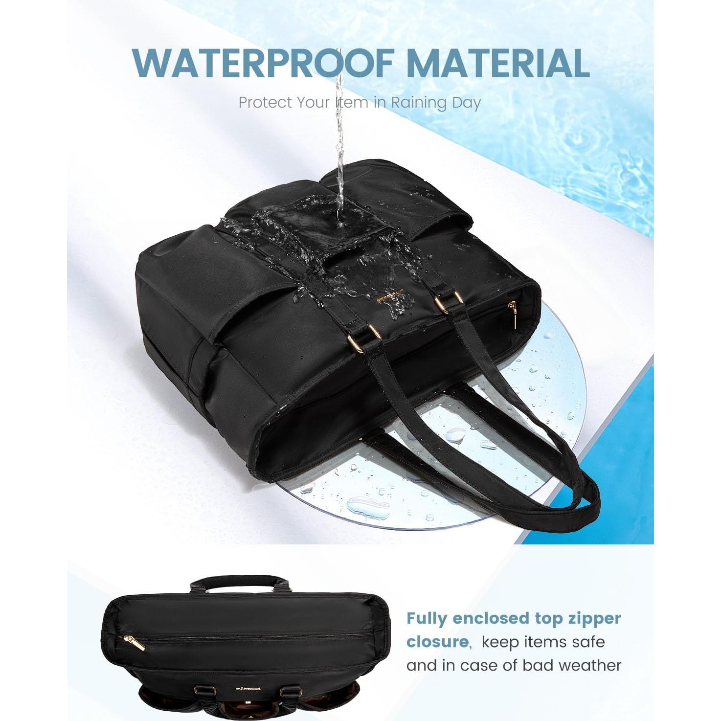 Bolsa Tote LOVEVOOK para Laptop 39.6 cm Negra con Bolsillos