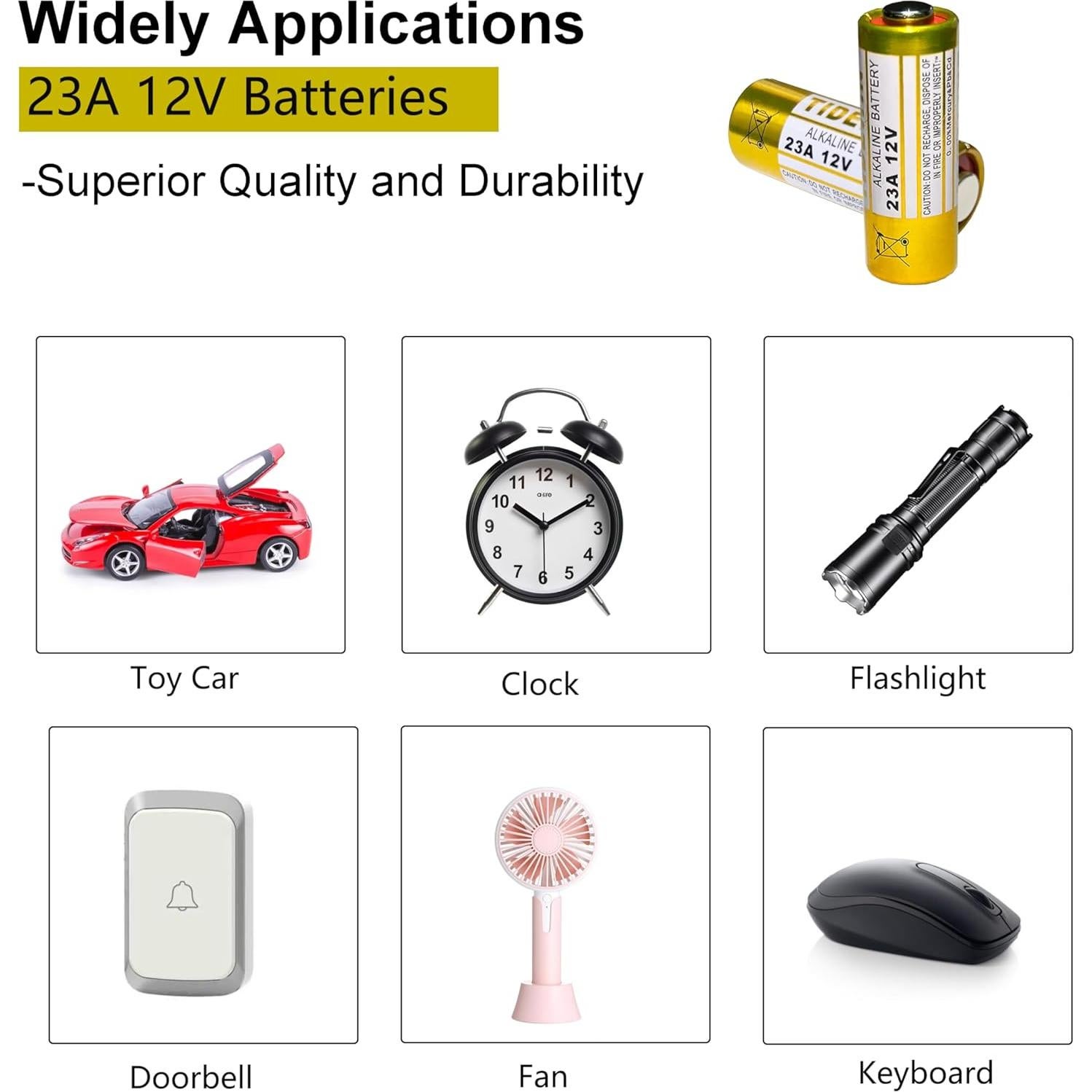 Batería Alcalina 23A 12V Kunying - Paquete de 10 Unidades