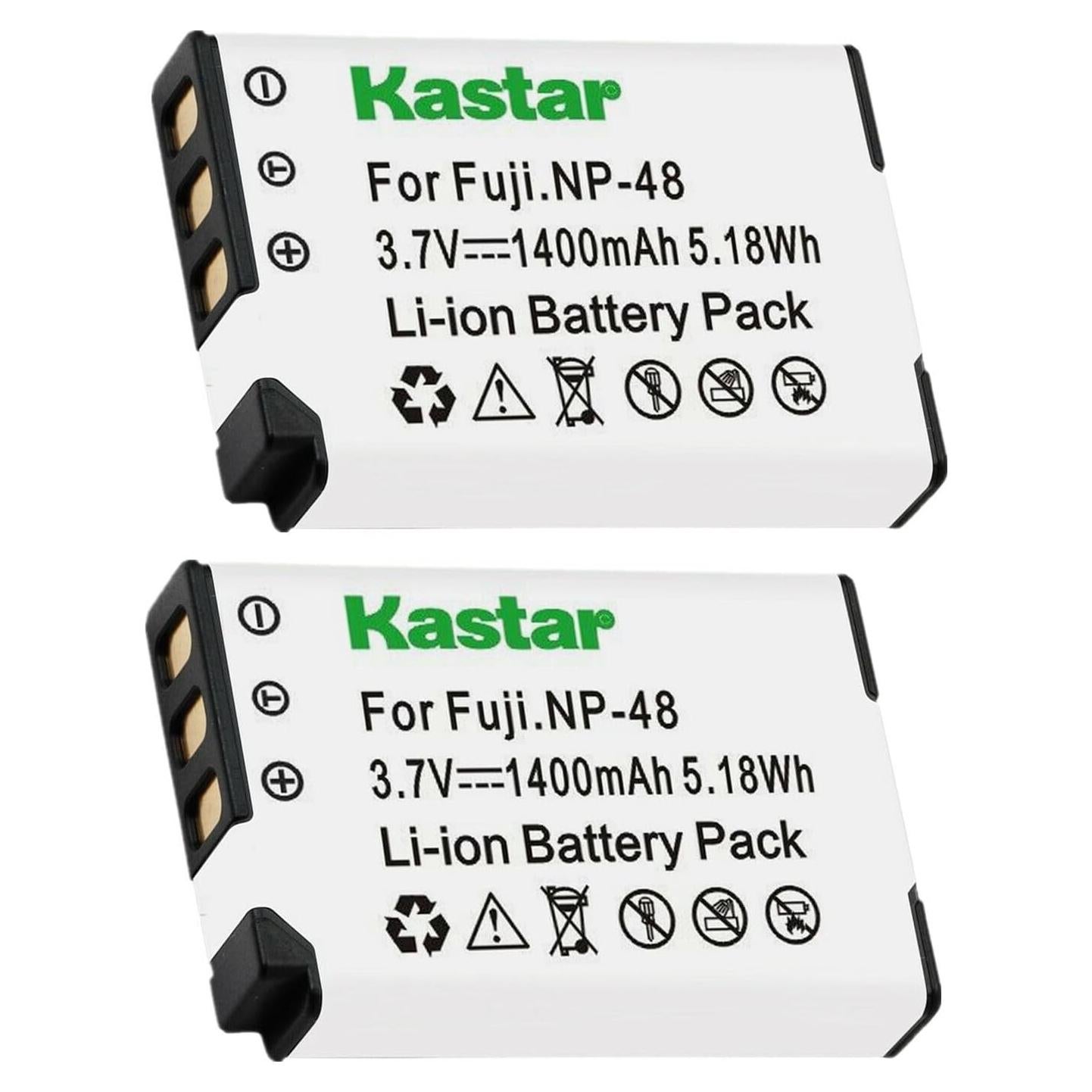 Baterías Kastar FNP48 2-Pack para Fujifilm XQ1/XQ2 1400mAh
