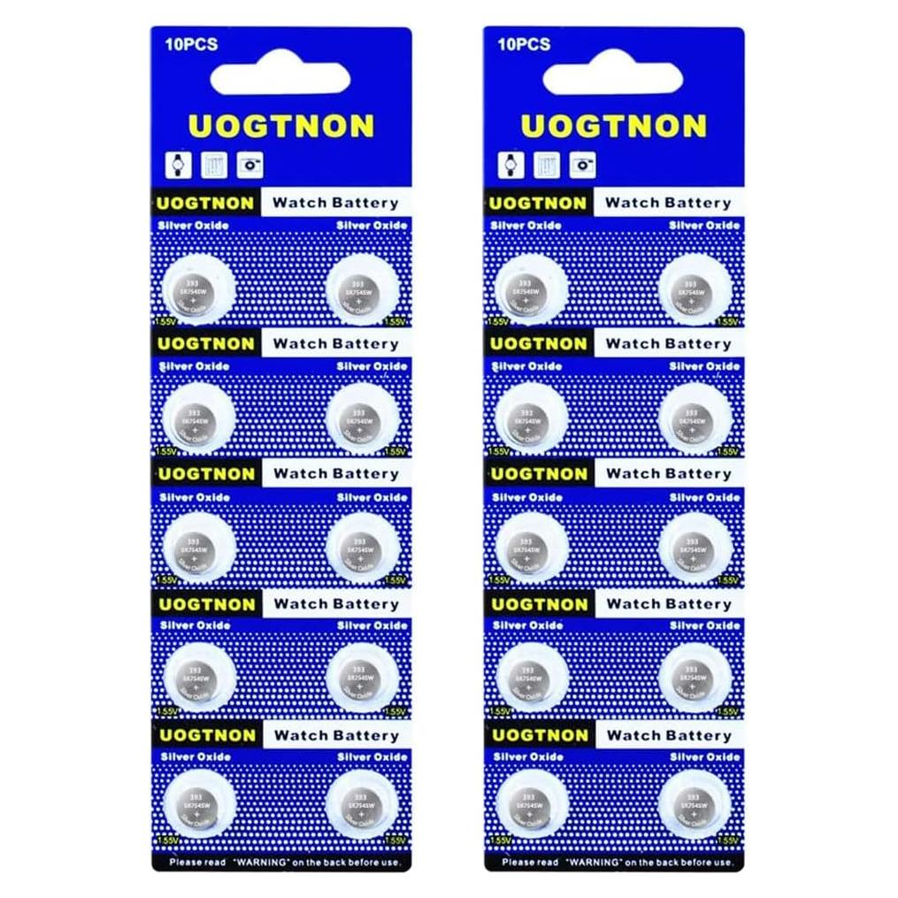 Batería de Reloj Óxido de Plata 393 UOGTNON 1.55V Paquete de 20