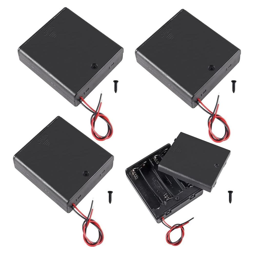 Soporte para 4 Baterías AA con Interruptor ON/OFF JWISLAND