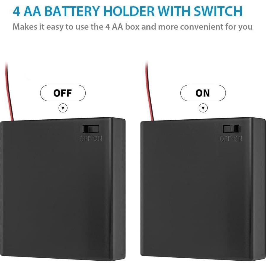 Soporte para 4 Baterías AA con Interruptor ON/OFF JWISLAND