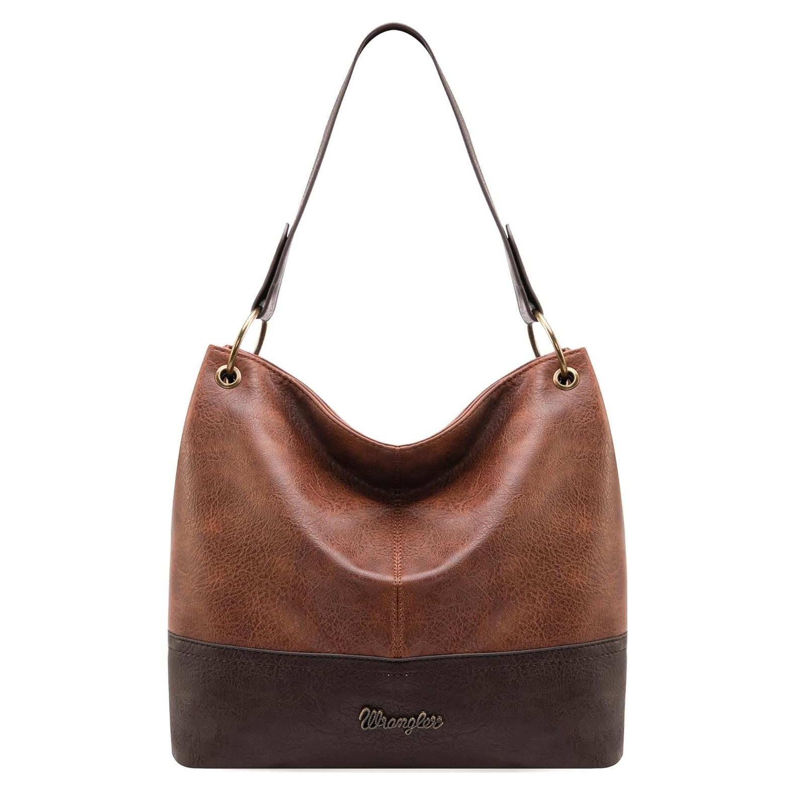 Bolso Hobo Wrangler de Cuero Vegano Bicolor para Mujeres