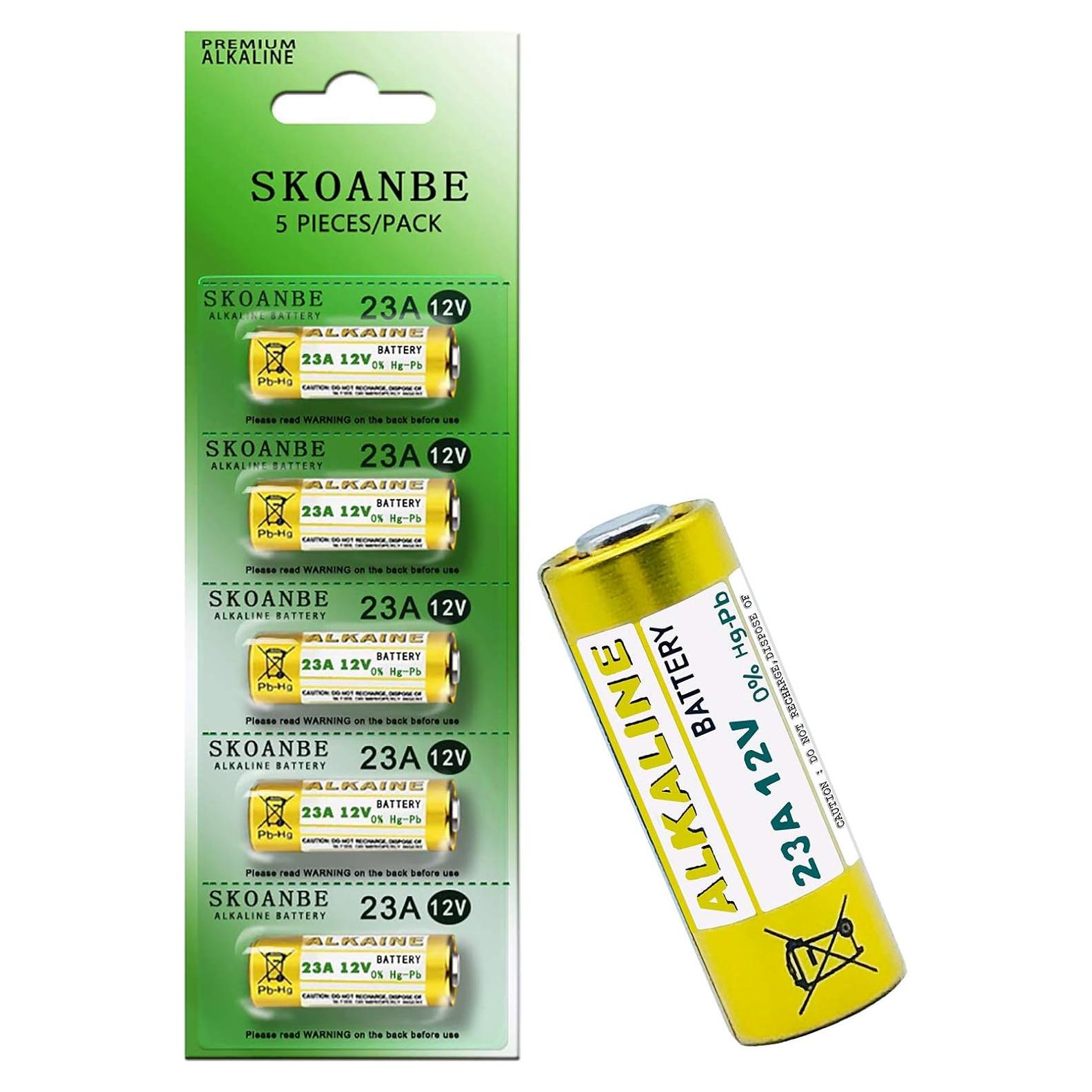 Batería Alcalina 23A 12V SKOANBE 5 Piezas Alta Calidad