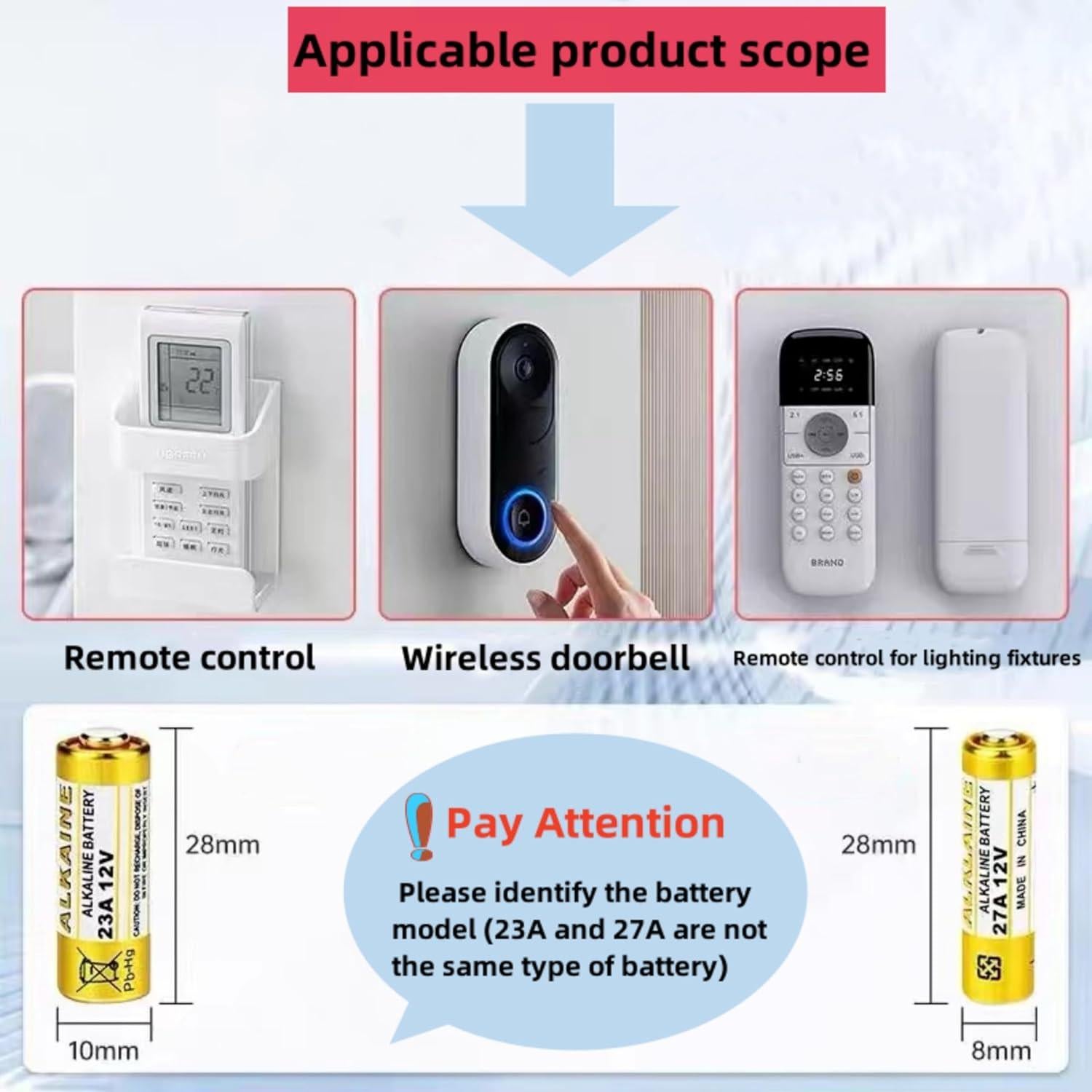 Paquete de 10 Baterías Alcalinas 27A JNKXIXI 12V