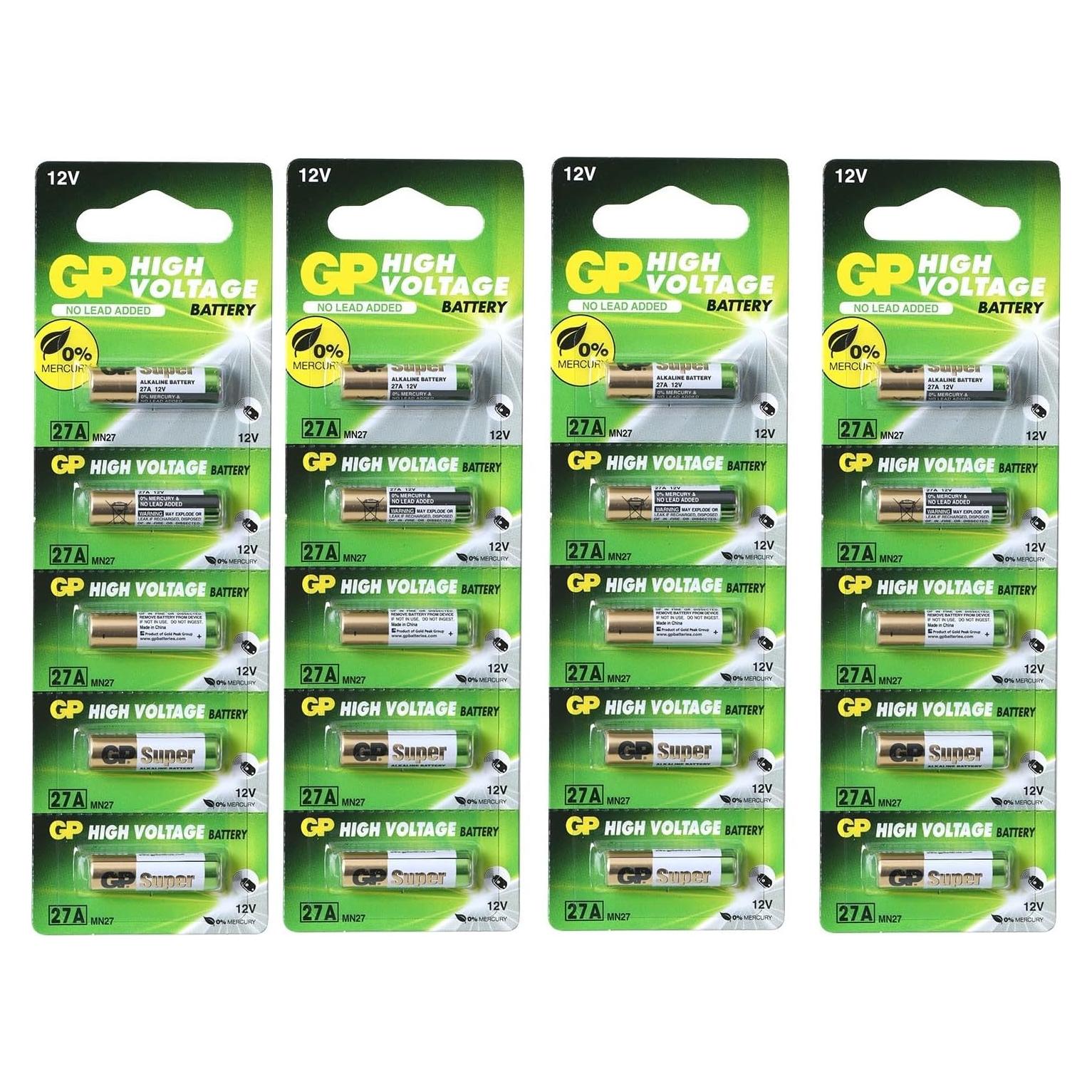 Baterías Alcalinas GP 27A 12V - 20 Unidades - Alta Calidad